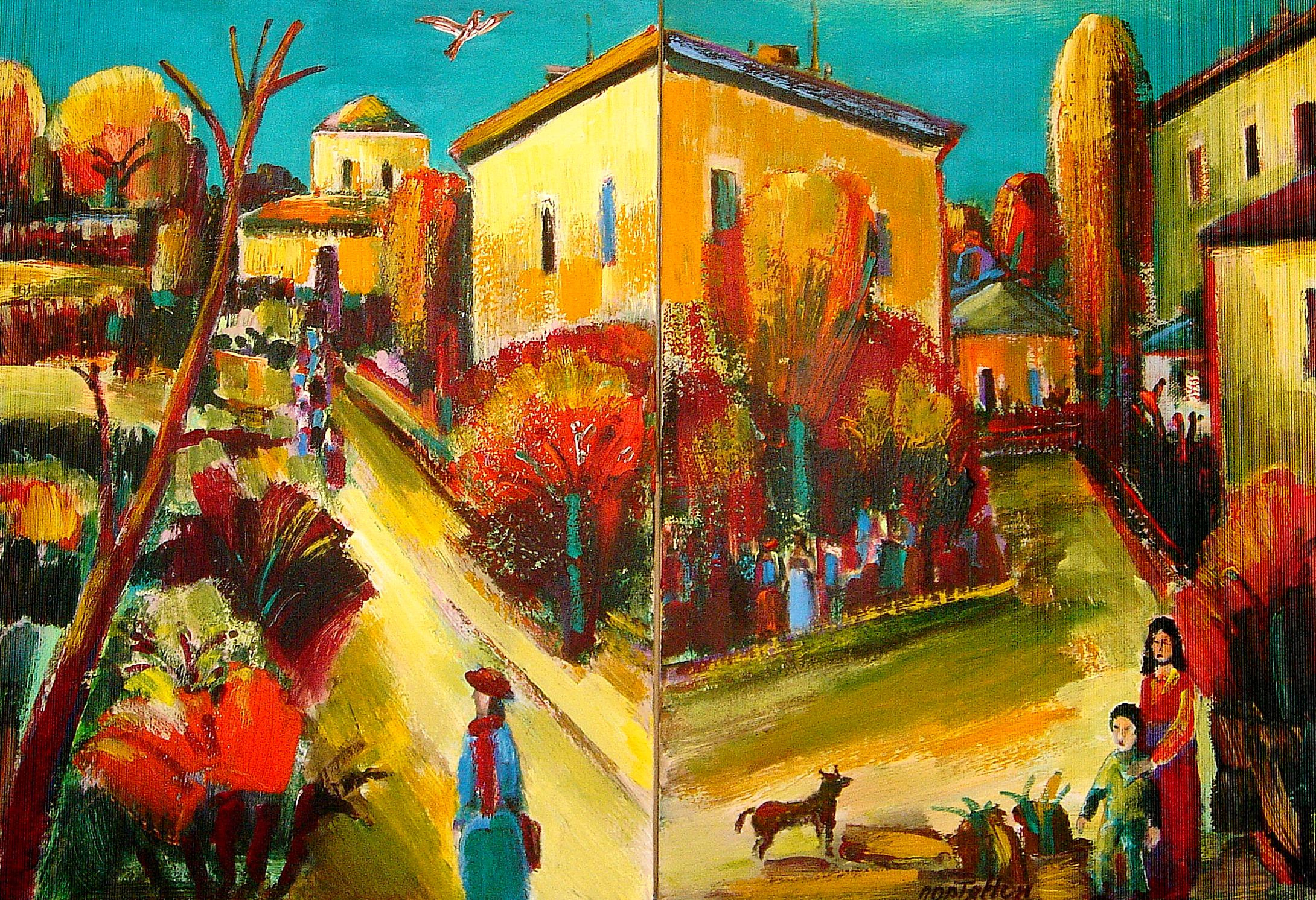 Clear day (diptych). 2012 Canvas, oil, acrylic. 96X70cm. In a private collection.