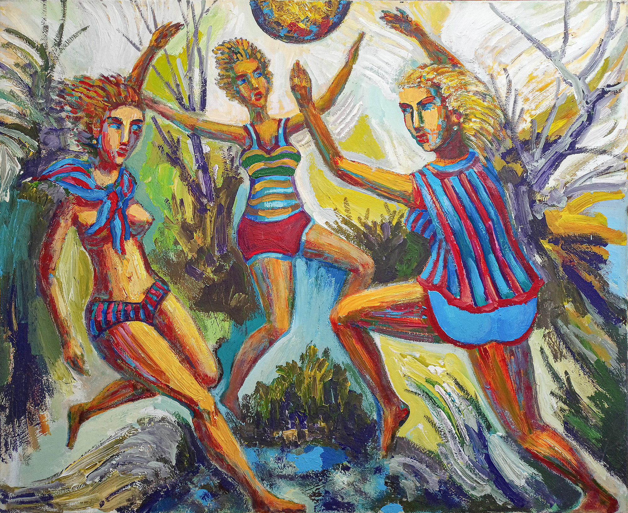 Без названия (Игра в мяч №2). б/д. Холст, масло, акрил. 80Х100см. Арт. BP-127