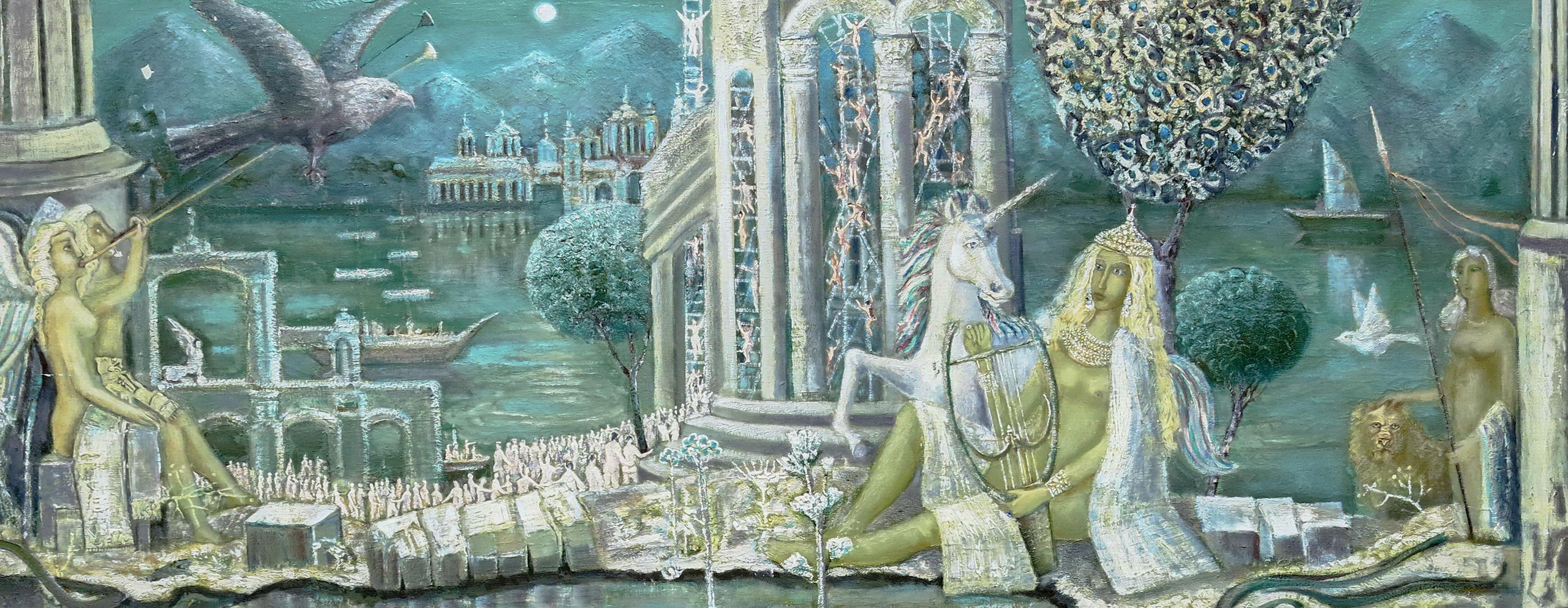 Ночные видения с единорогом. 2003г. Холст, масло, акрил. 70Х170см. Арт. ...