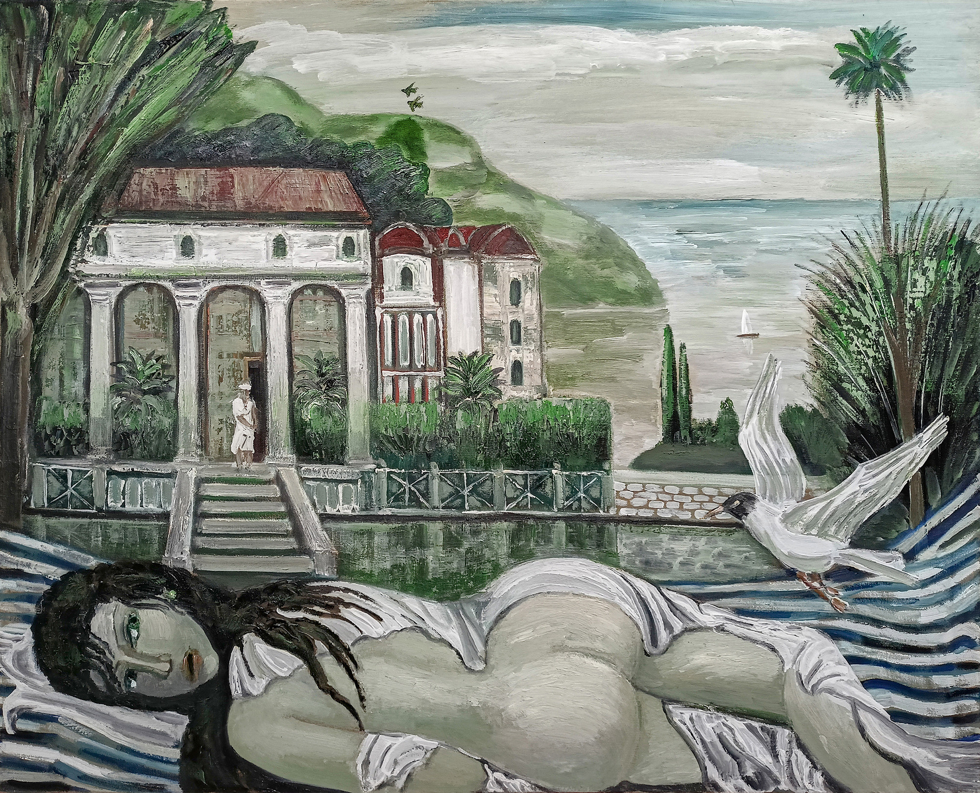 Nude with a seagull. 2012 Canvas, oil, acrylic. 80X100cm. Art. ...