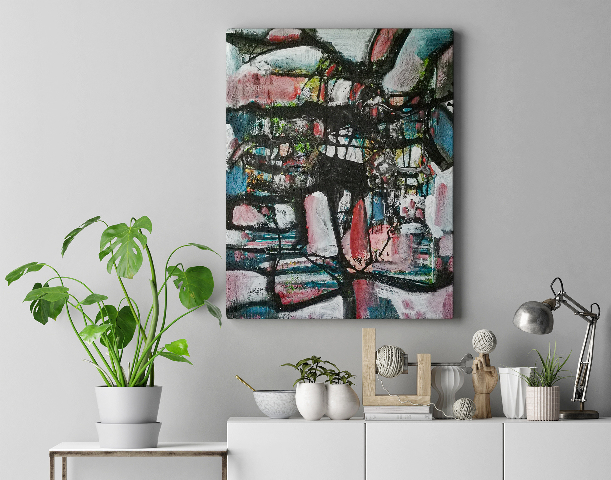 Paintings of V. Portyanoy in the interior. Contemporary artist Vladimir Portyanoy. Painting, graphics