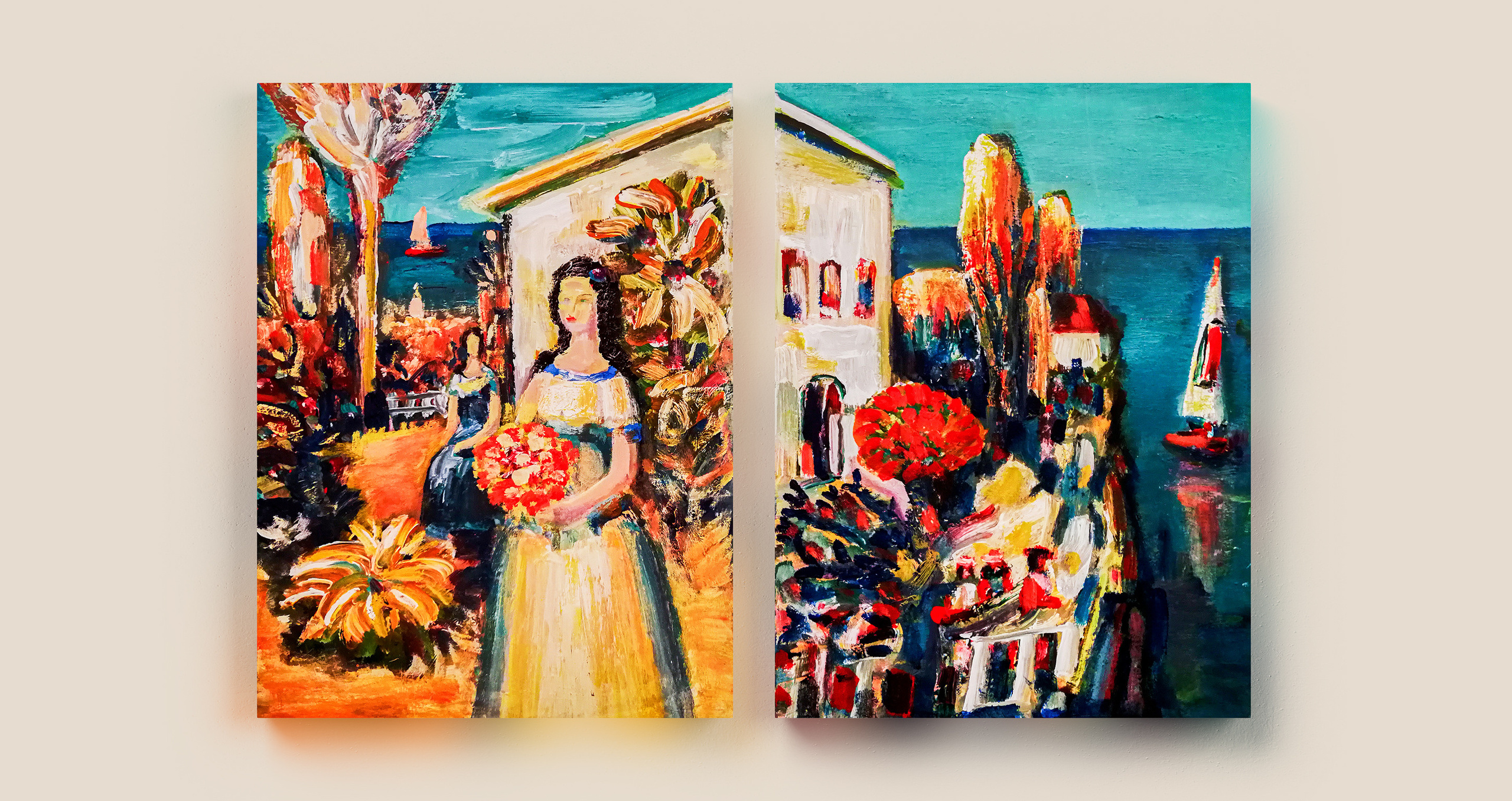 Paintings of V. Portyanoy in the interior. Contemporary artist Vladimir Portyanoy. Painting, graphics