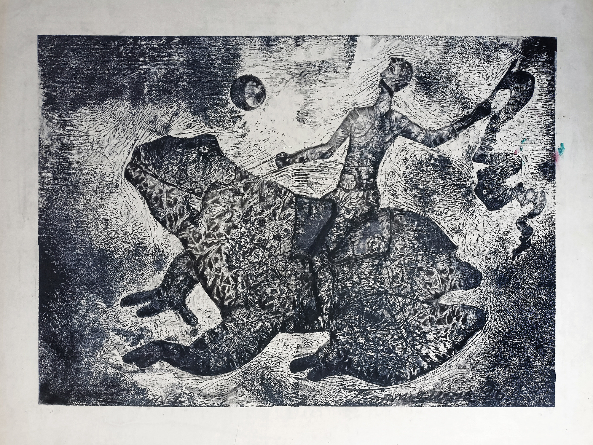 Купание или прогулка без песен. 1996г. Картон, смешанная техника. 42Х60см. Арт. HG-016