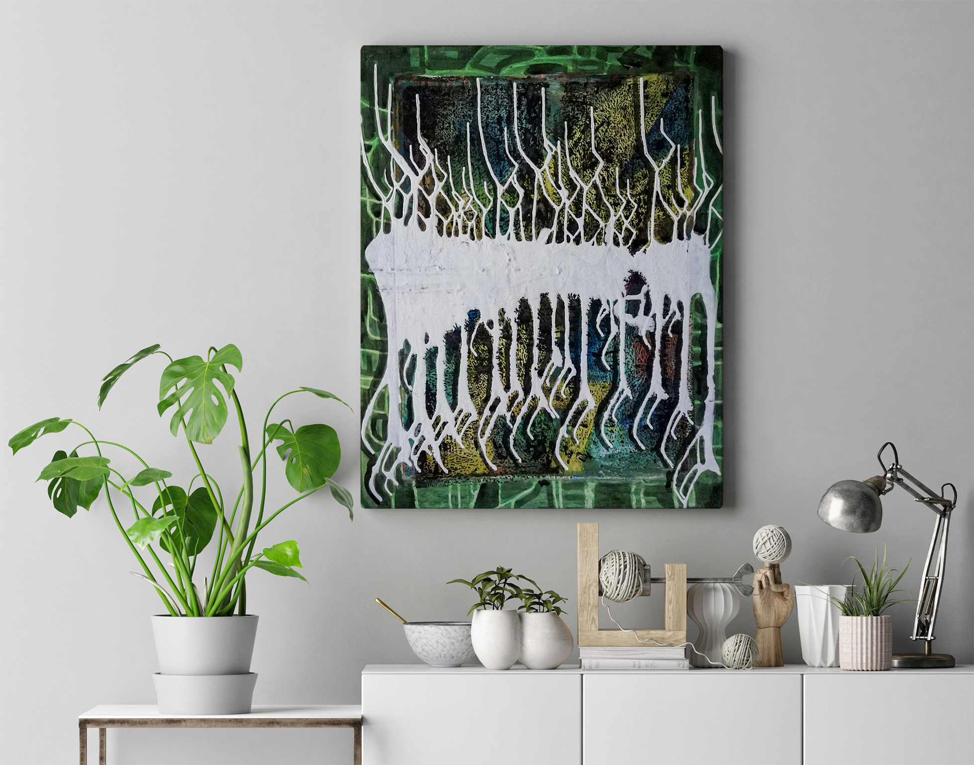 Paintings of V. Portyanoy in the interior. Contemporary artist Vladimir Portyanoy. Painting, graphics