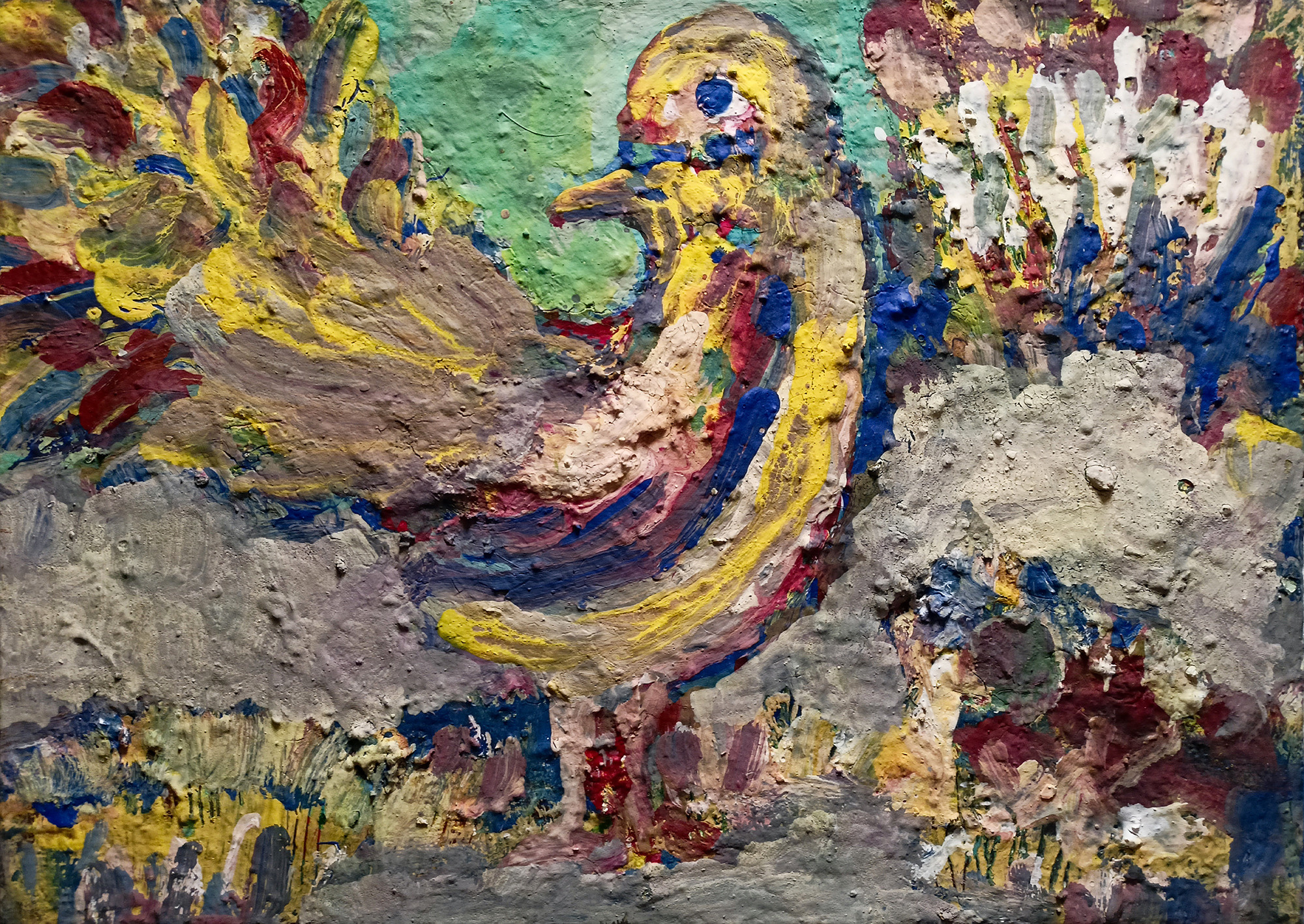 Птичка. Примитивизм. Холст, масло, акрил. 