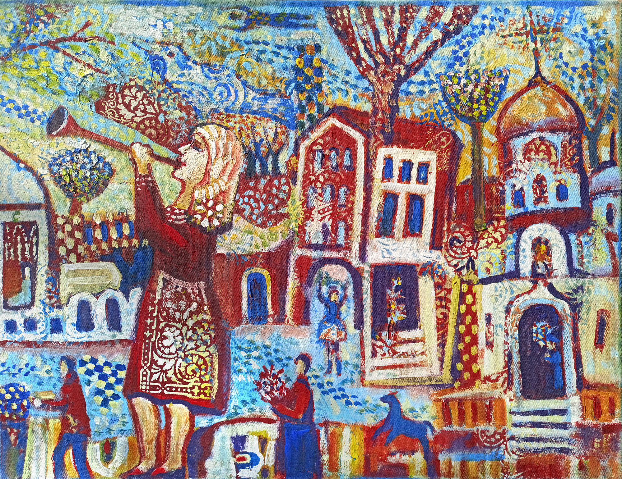 Без названия (Праздник в деревне) (Диптих, часть 2). 2017г. Холст, масло, акрил. 60Х80см. Арт. BP-021	