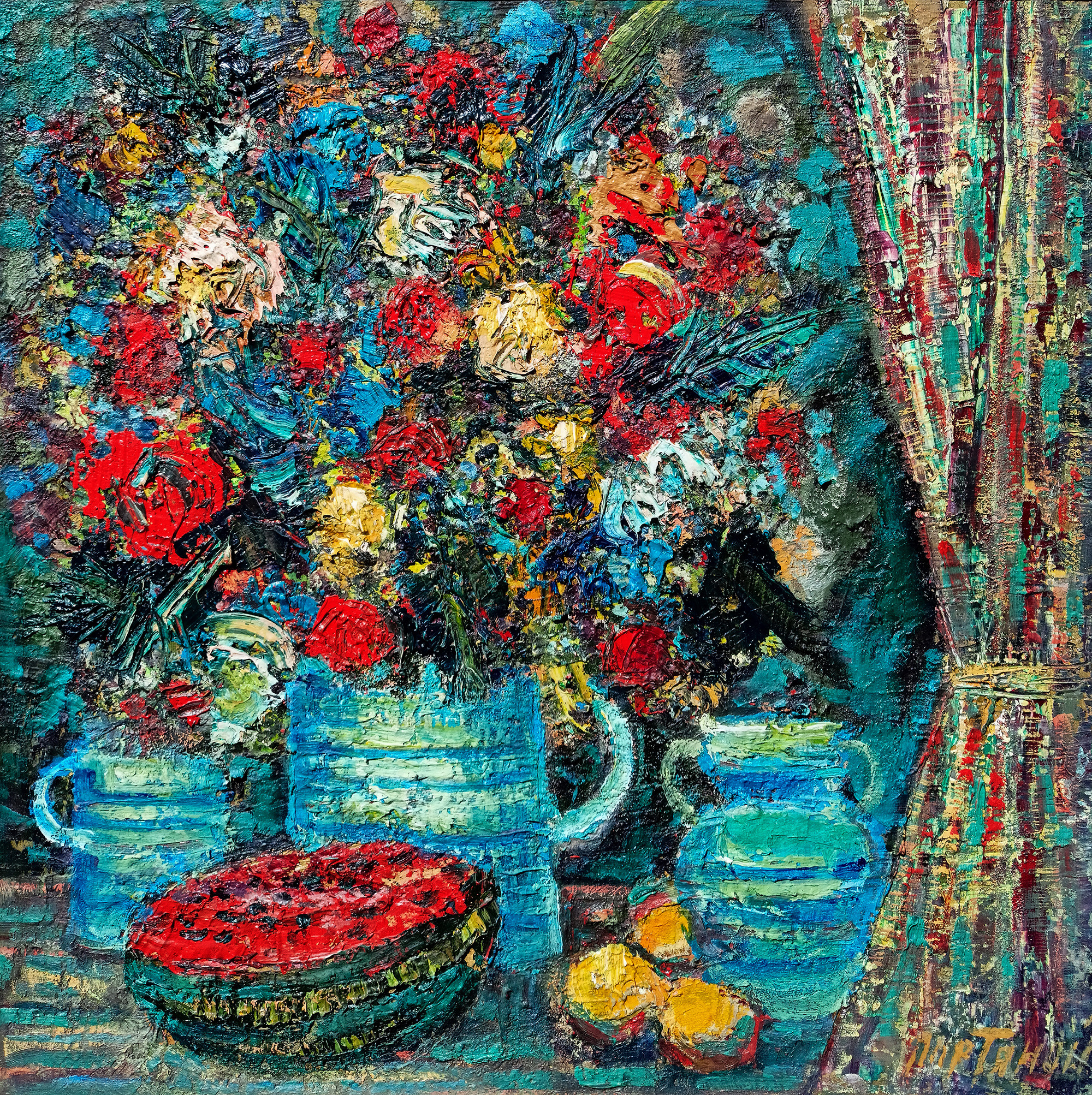 Натюрморт с арбузом. 2006г. Холст, масло. 70Х70см. Арт. AP-066