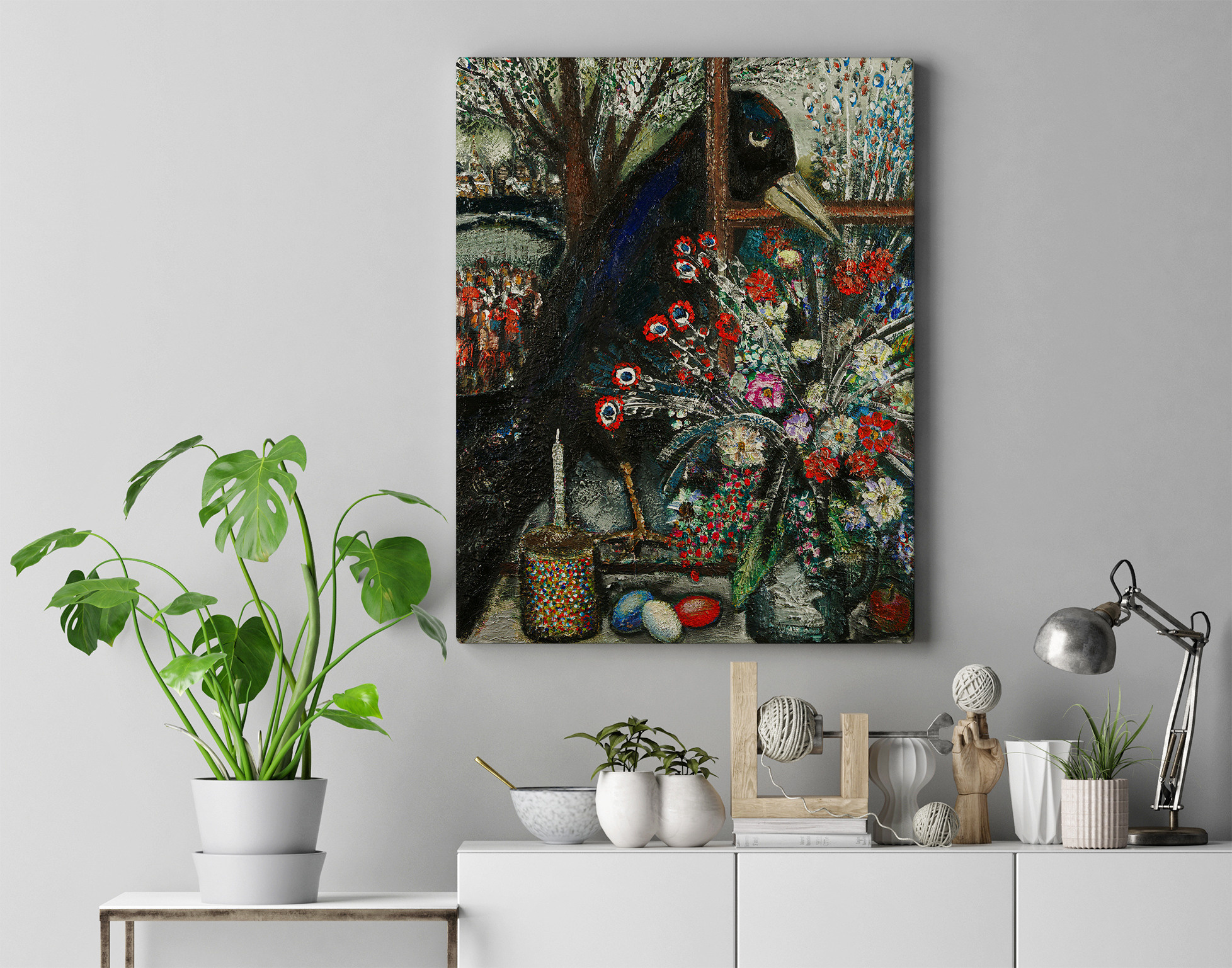 Paintings of V. Portyanoy in the interior. Contemporary artist Vladimir Portyanoy. Painting, graphics