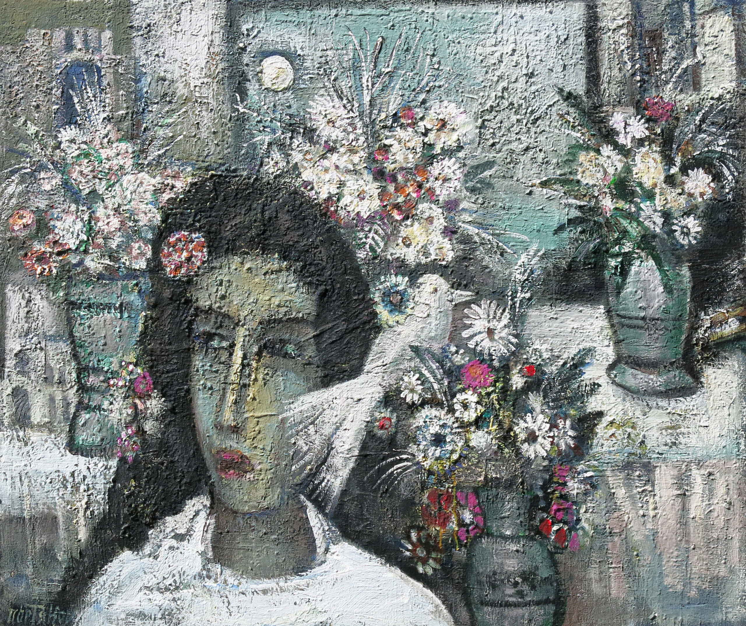 Девушка и цветы. 2008-2013гг. Холст, масло, акрил. 90Х120см. Арт. ...