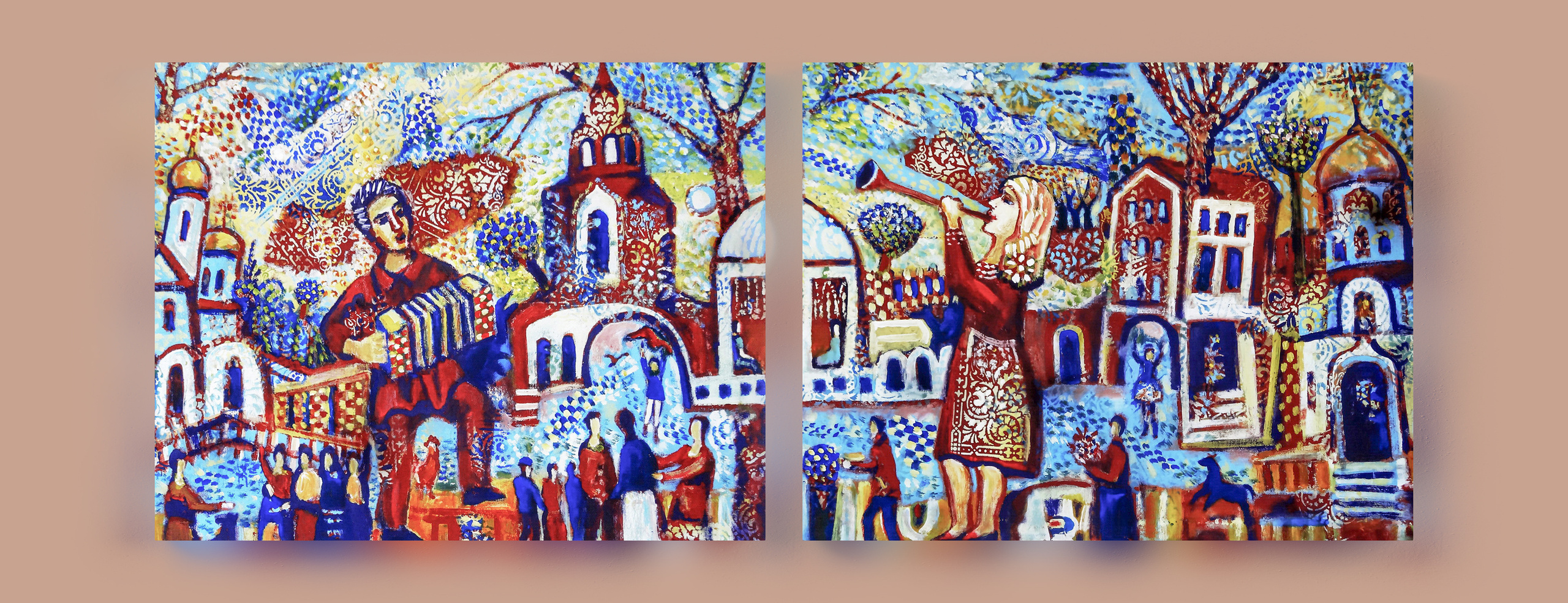 Paintings of V. Portyanoy in the interior. Contemporary artist Vladimir Portyanoy. Painting, graphics