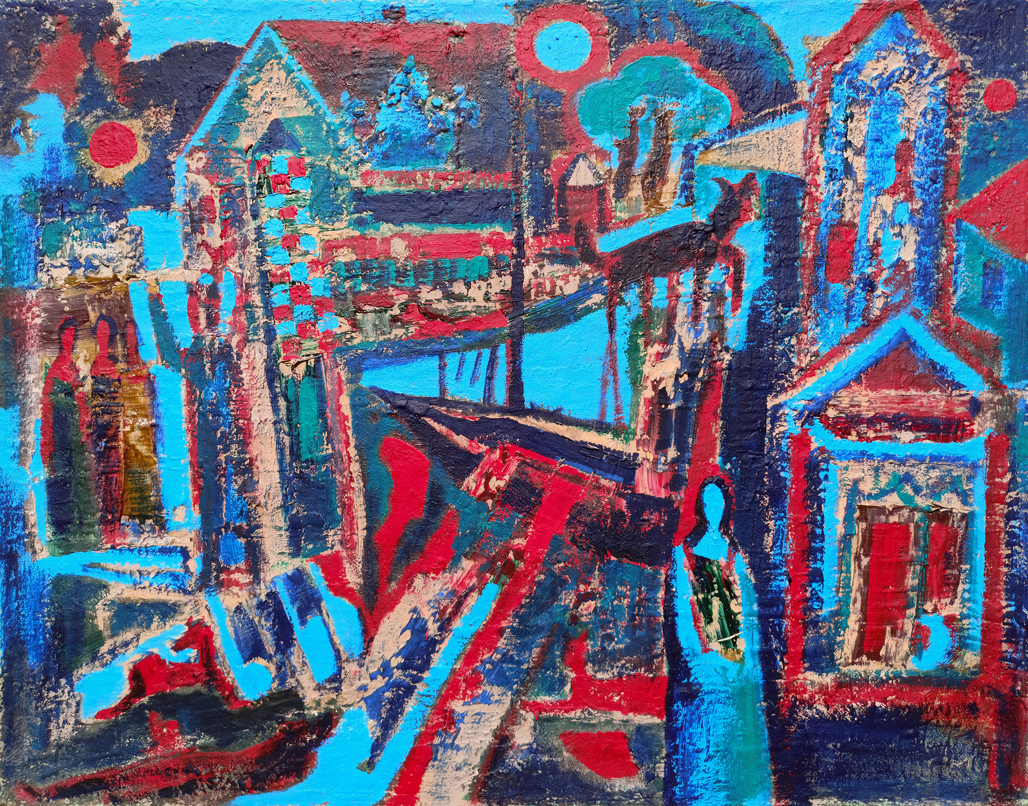 Синий город. 1992г. Холст, масло, акрил. 70Х90см. Арт. AP-050