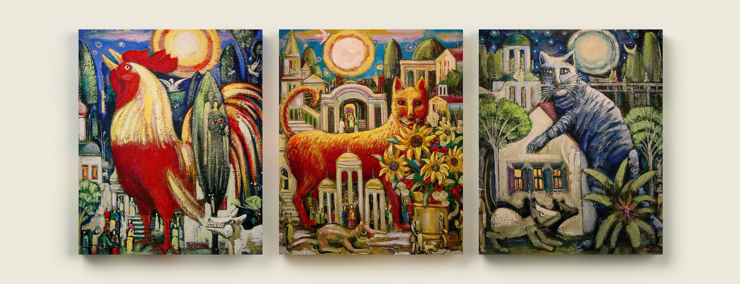 Paintings of V. Portyanoy in the interior. Contemporary artist Vladimir Portyanoy. Painting, graphics