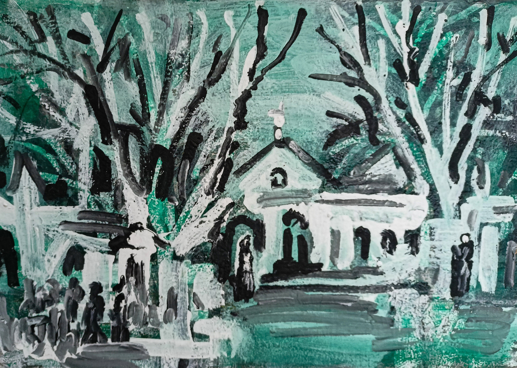 Ночной пейзаж №12. б/д. Картон, масло, акрил. 45Х50см. Арт. KP-044