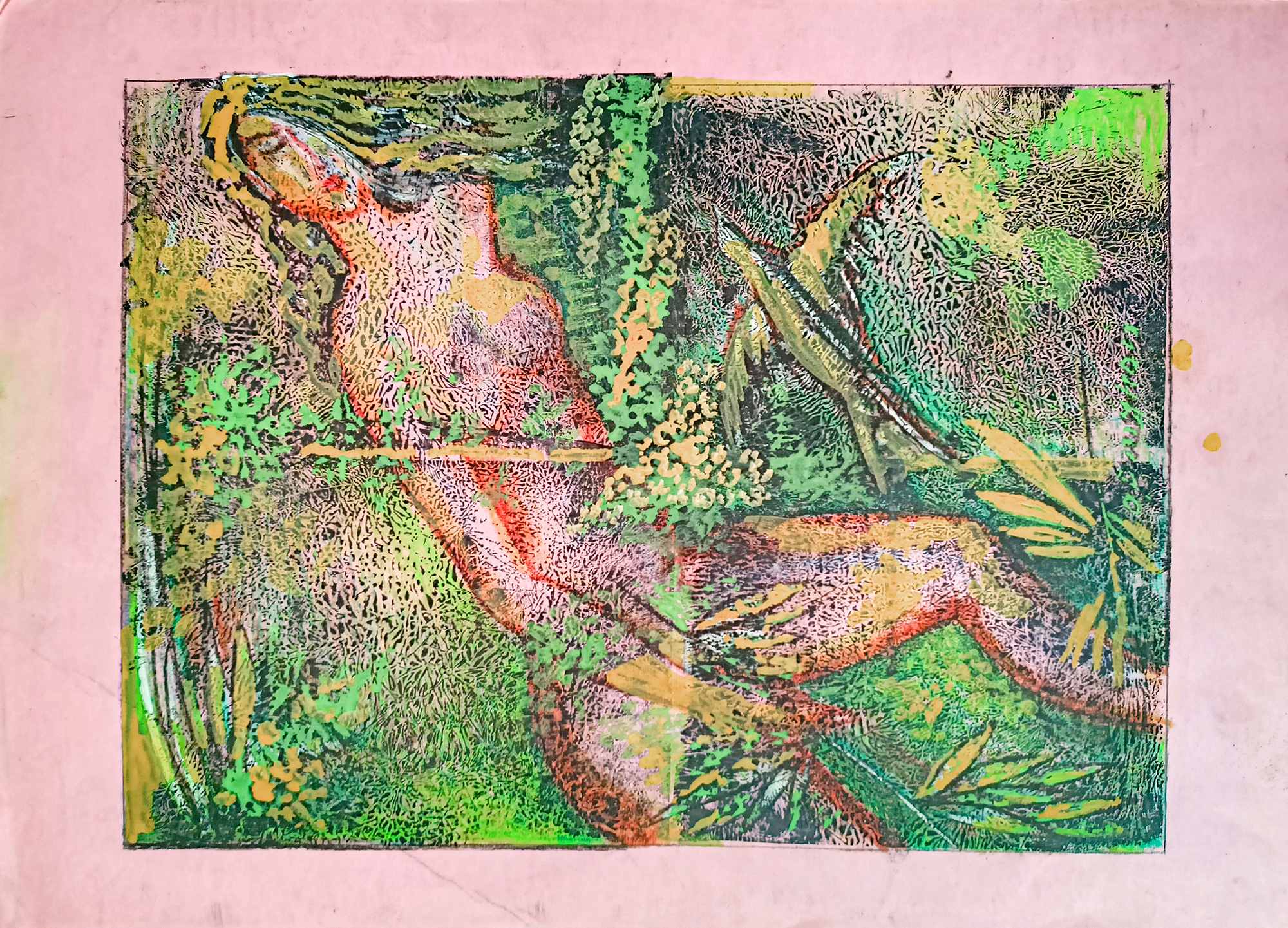 Обнаженная с птицей. 1992г. Бумага, спец.мелки. 40Х56м. Арт. HG-031