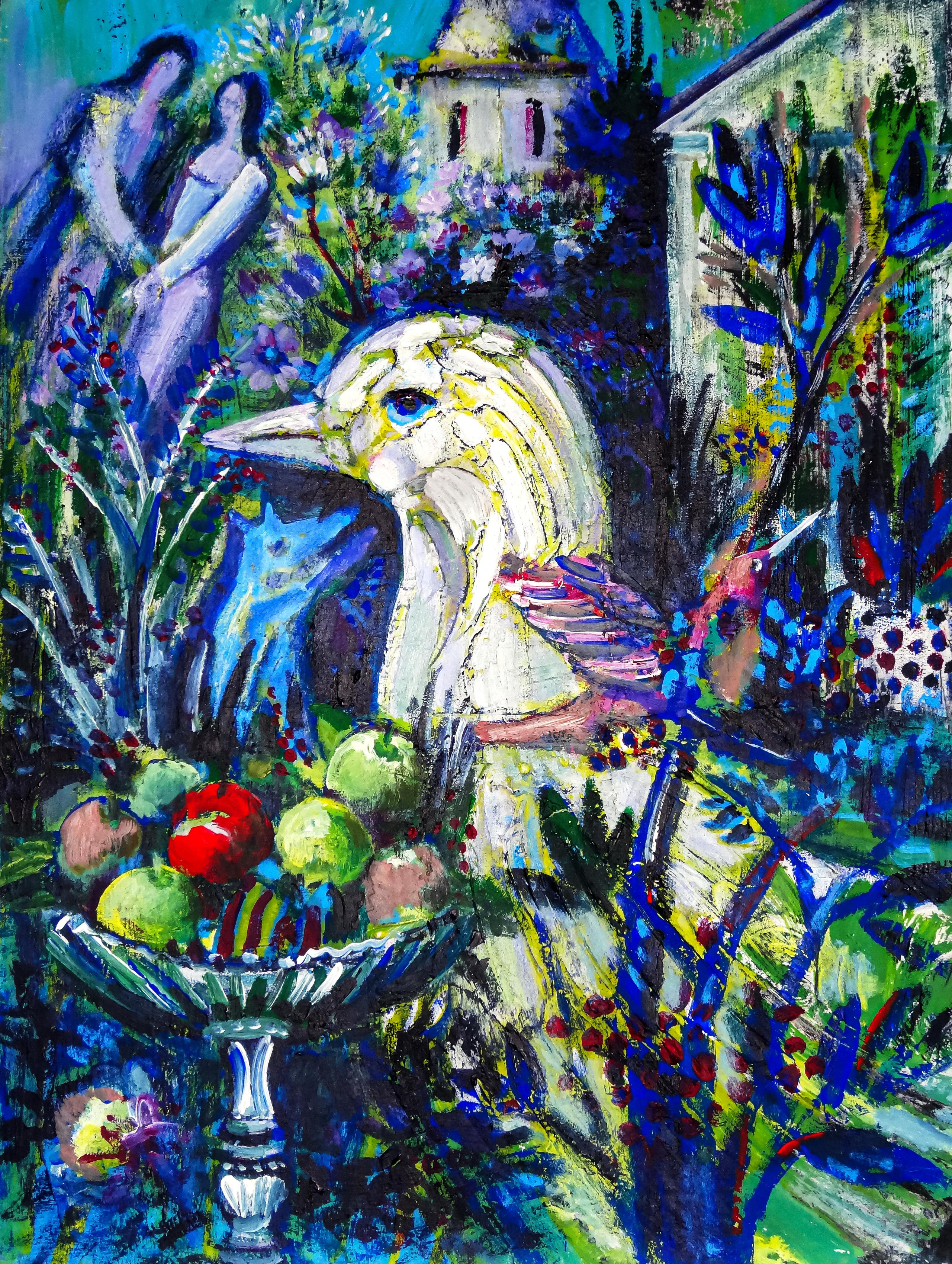 Птица. Холст, масло, акрил. Современная живопись. 