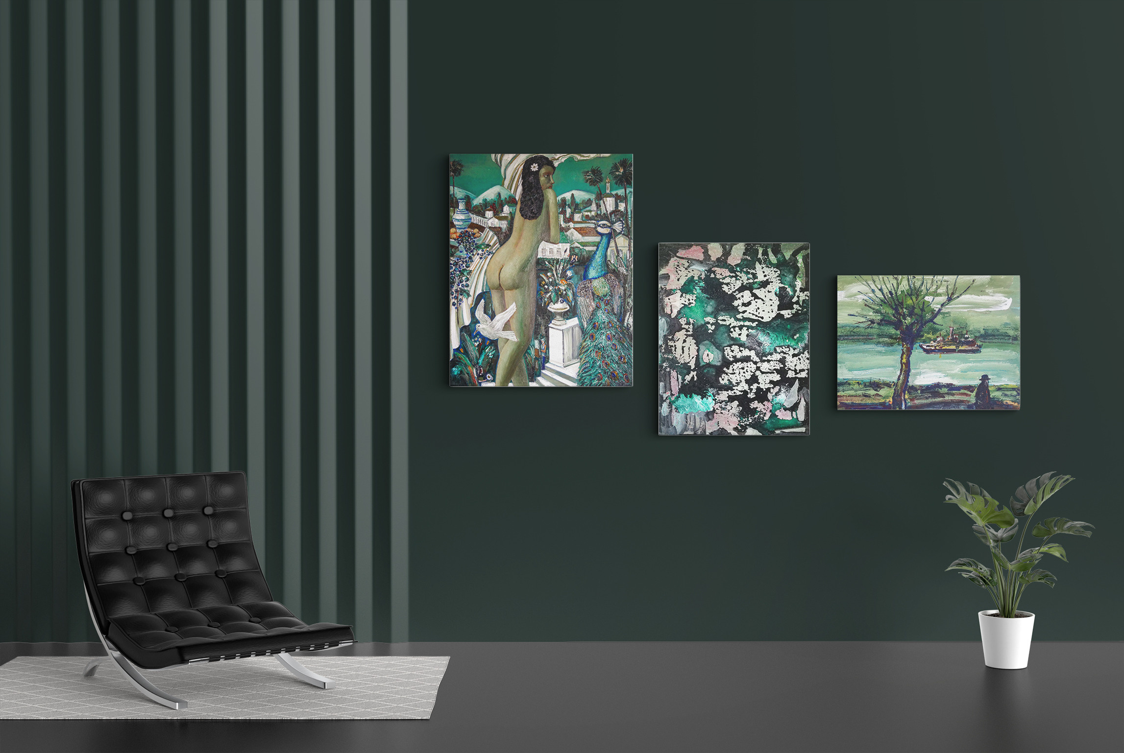 Paintings of V. Portyanoy in the interior. Contemporary artist Vladimir Portyanoy. Painting, graphics