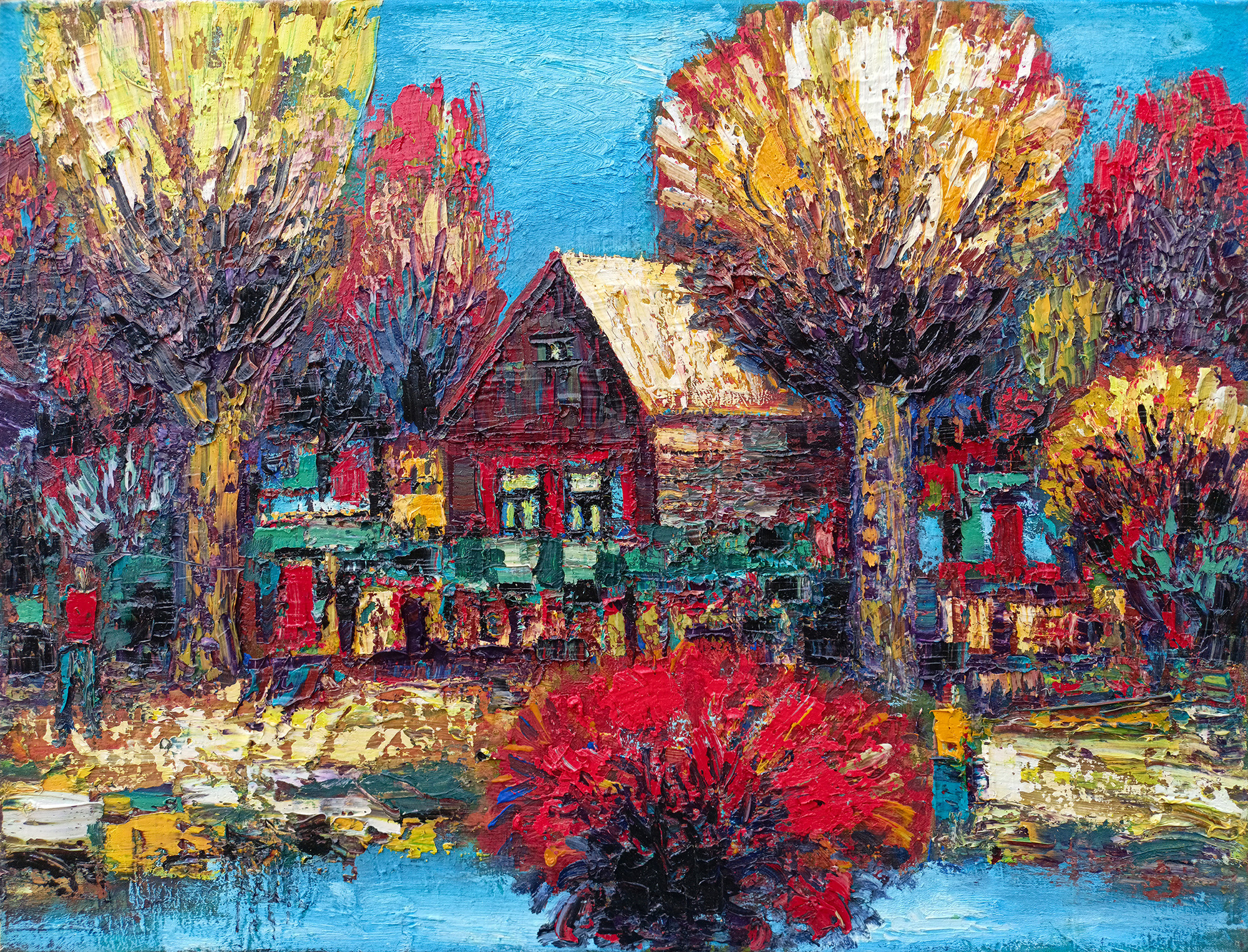 Без названия (Домик у озера). б/д. Холст, масло, акрил. 60Х80см. Арт. BP-010