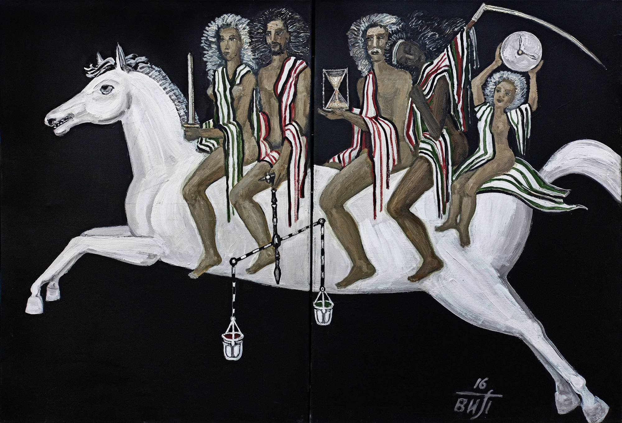 Всадники апокалипсиса (диптих). 2016г. Холст, масло, акрил. 80Х120см. Арт. AP-113