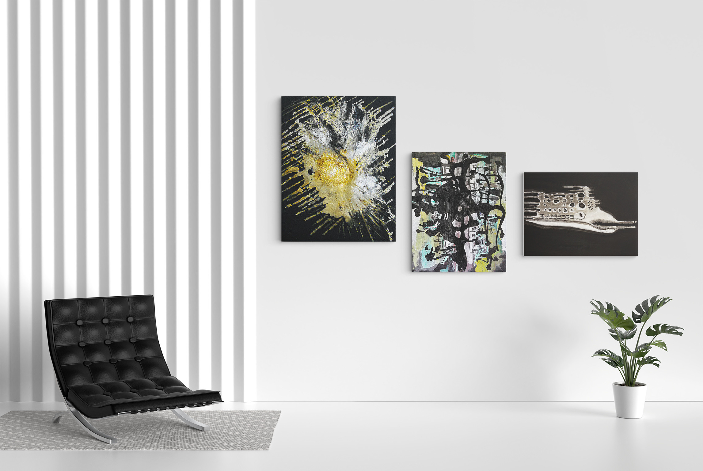 Paintings of V. Portyanoy in the interior. Contemporary artist Vladimir Portyanoy. Painting, graphics