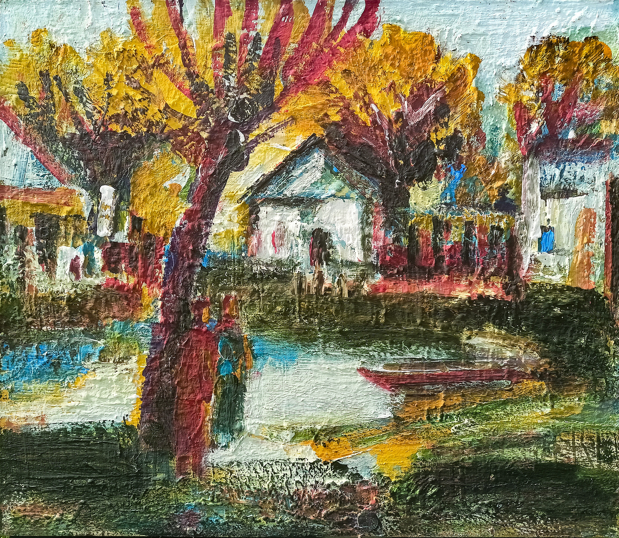 Двое у дороги. 2014г. Холст, масло, акрил. 60Х70см. Арт. AP-023