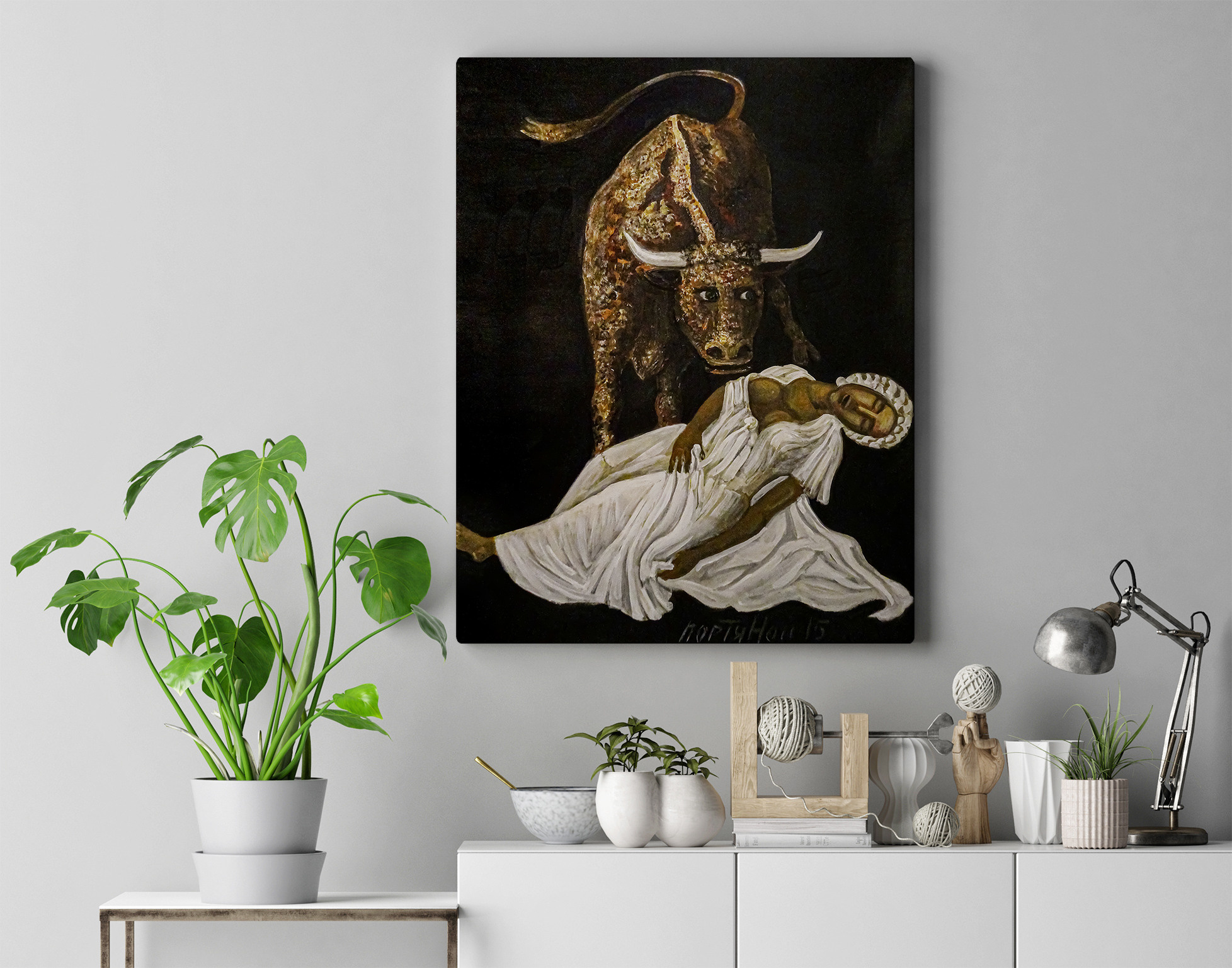 Paintings of V. Portyanoy in the interior. Contemporary artist Vladimir Portyanoy. Painting, graphics