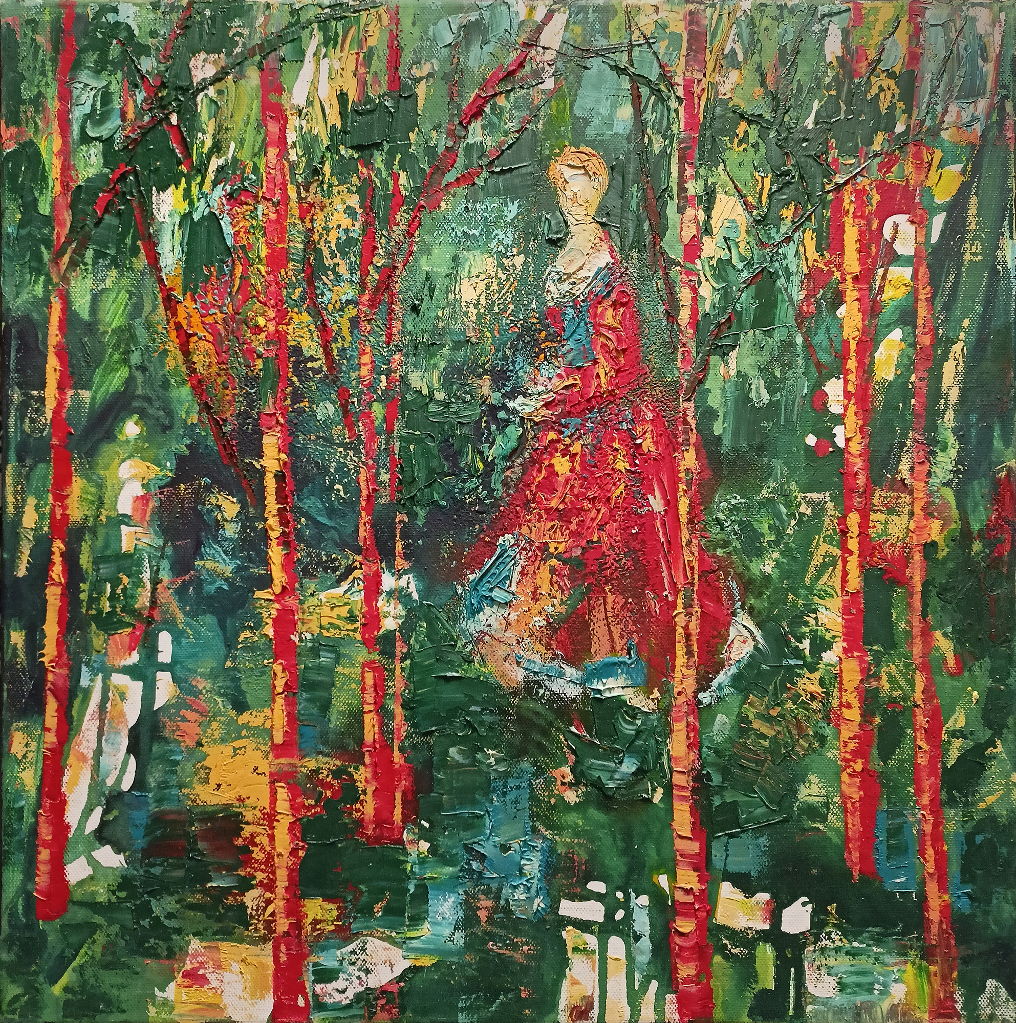 Без названия (Прогулка в лесу). б/д. Холст, масло, акрил. 50Х50см. Арт. CP-042