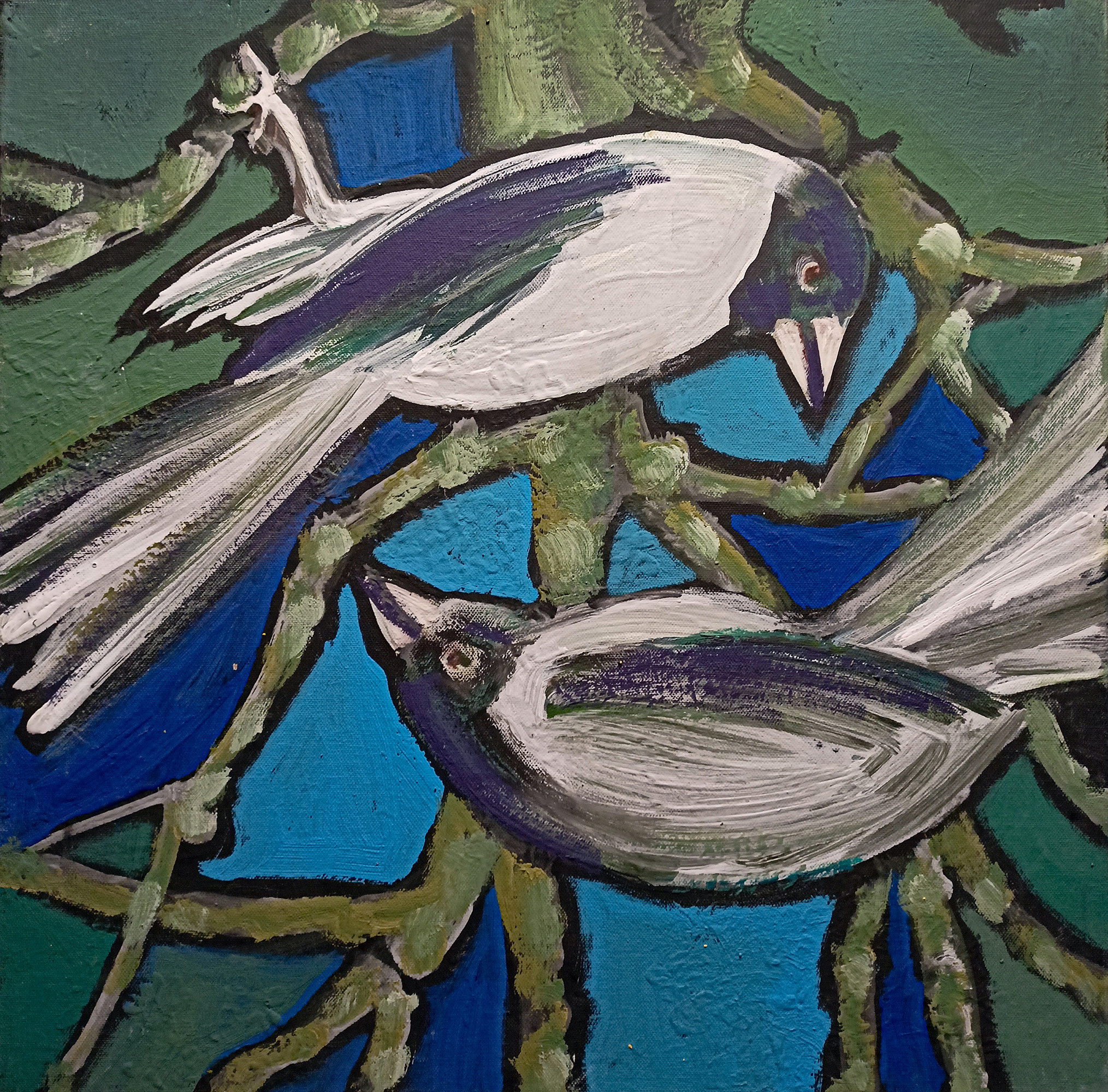 Сороки. Холст, масло, акрил. Современная живопись. 