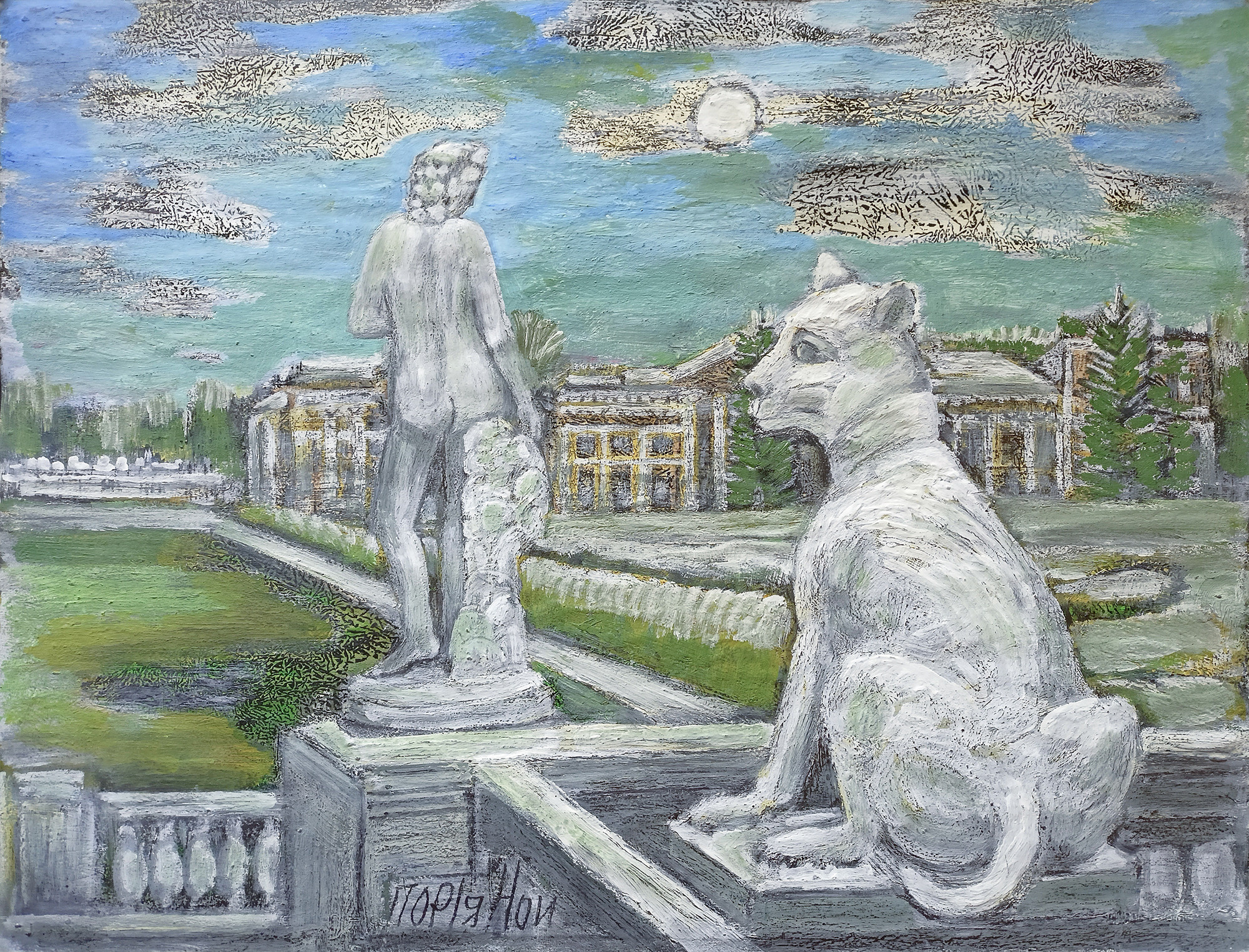 Первый снег (Архангельское). 2011г. Бумага, акрил, смешанная техника. 50Х65см. Арт. HG-052