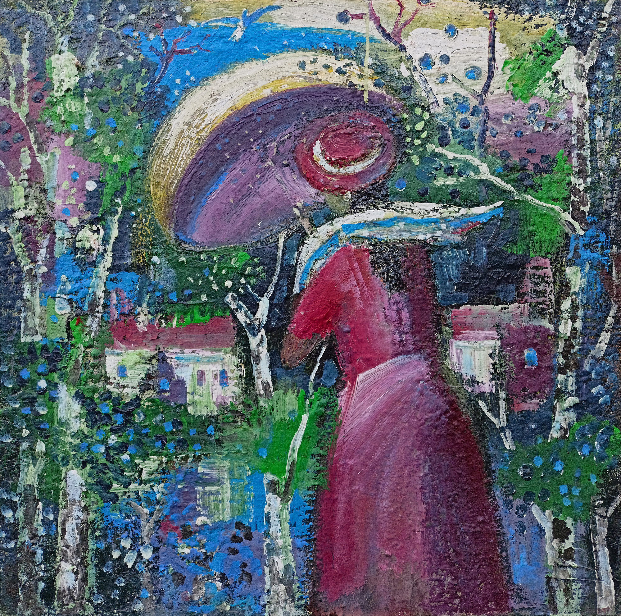 Девушка под зонтиком. 2010г. Холст, масло, акрил. 70Х70см. Арт. AP-087-2