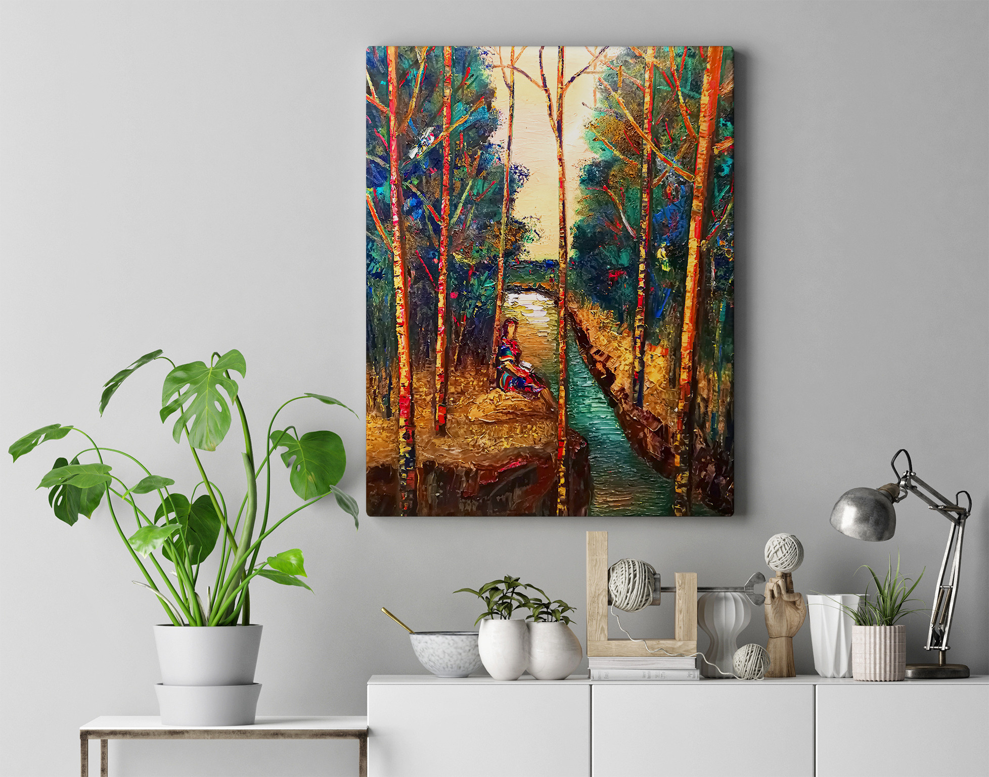 Paintings of V. Portyanoy in the interior. Contemporary artist Vladimir Portyanoy. Painting, graphics