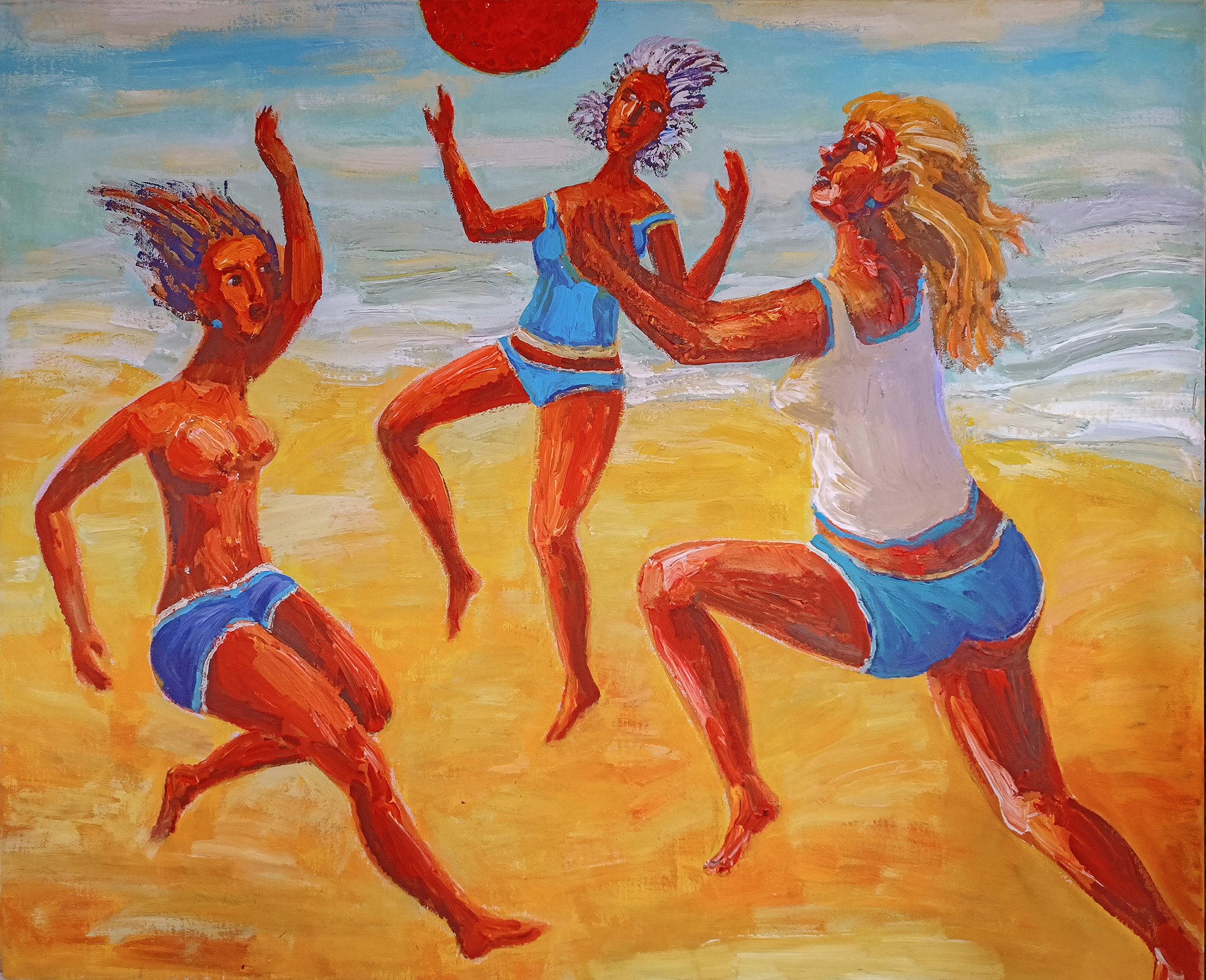 Без названия (Игра в мяч №1). б/д. Холст, масло, акрил. 80Х100см. Арт.BP-099