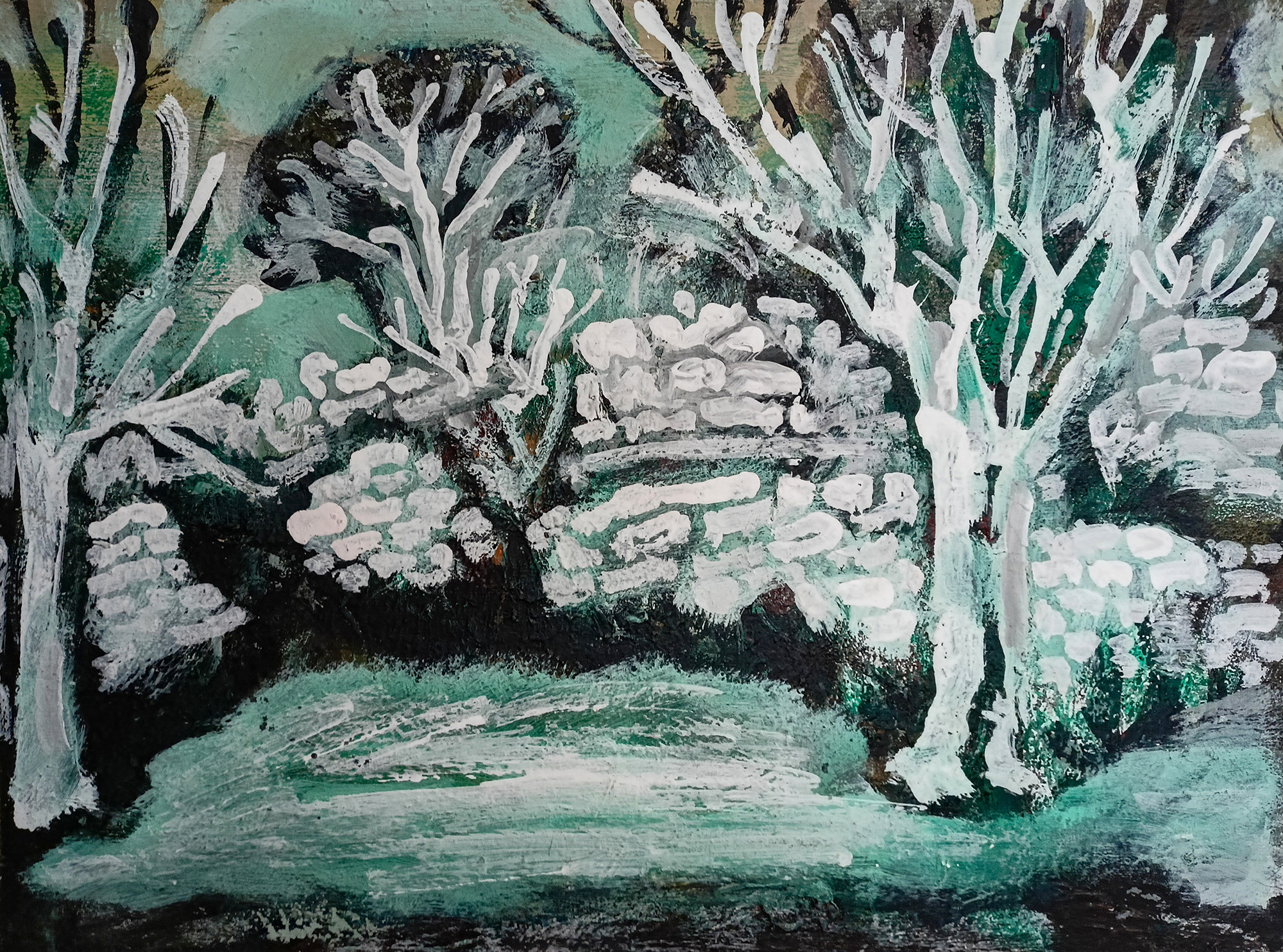 Без названия (Белая ночь). б/д. Картон, масло, акрил. 45Х50см. Арт. KP-045