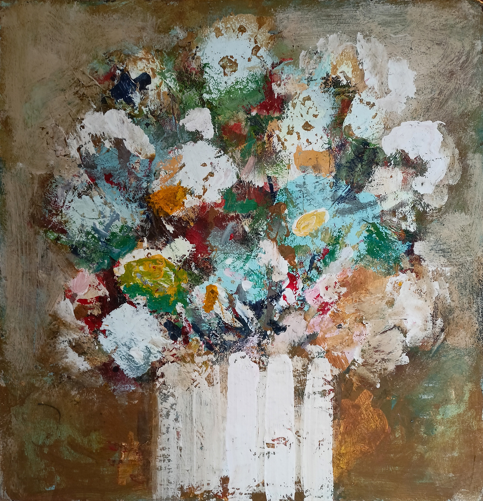 Без названия (Белый букет). б/д. Картон, масло. 42Х41см. Арт. KP-007