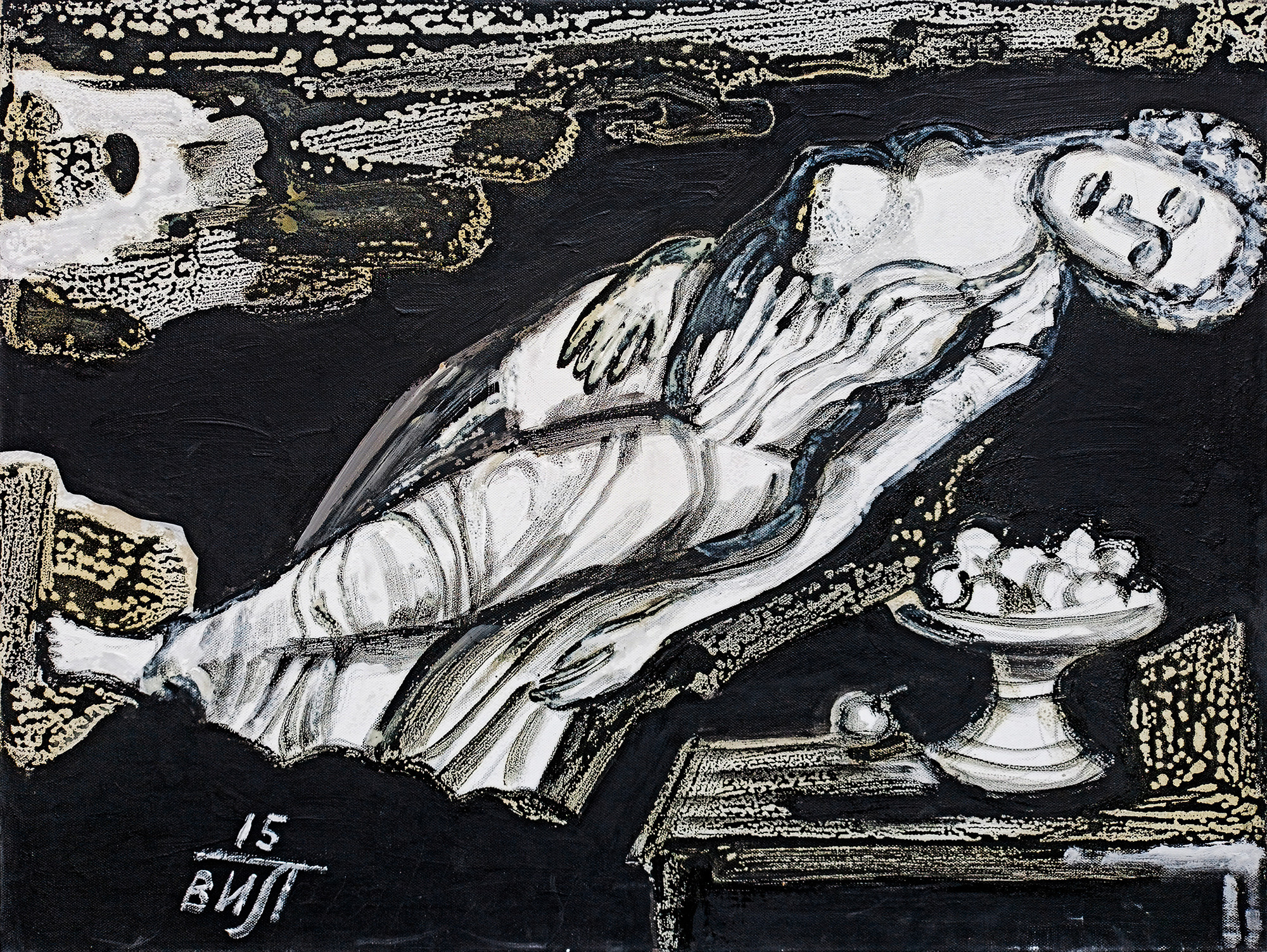 Фигуры на черном. Холст, масло, акрил. Современная живопись. 