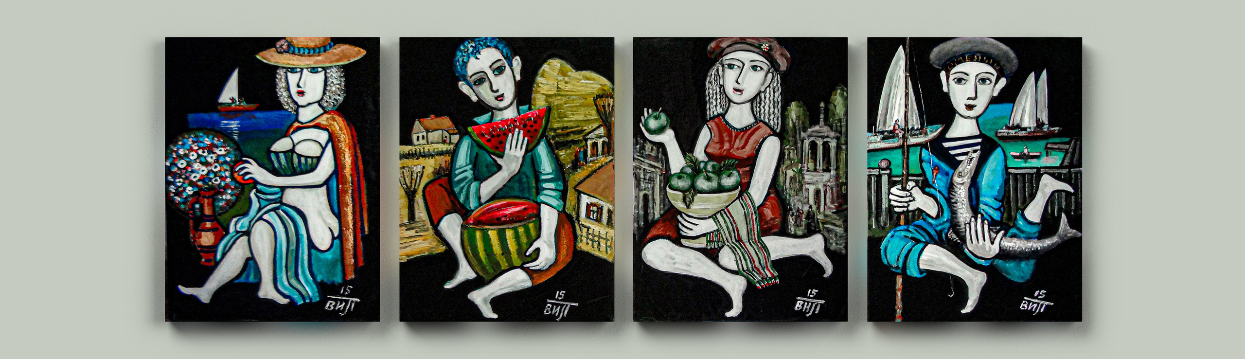Paintings of V. Portyanoy in the interior. Contemporary artist Vladimir Portyanoy. Painting, graphics