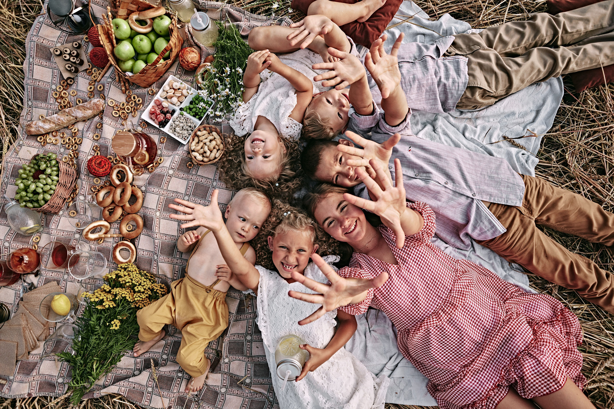 Большая семейная съемка в поле. Главная