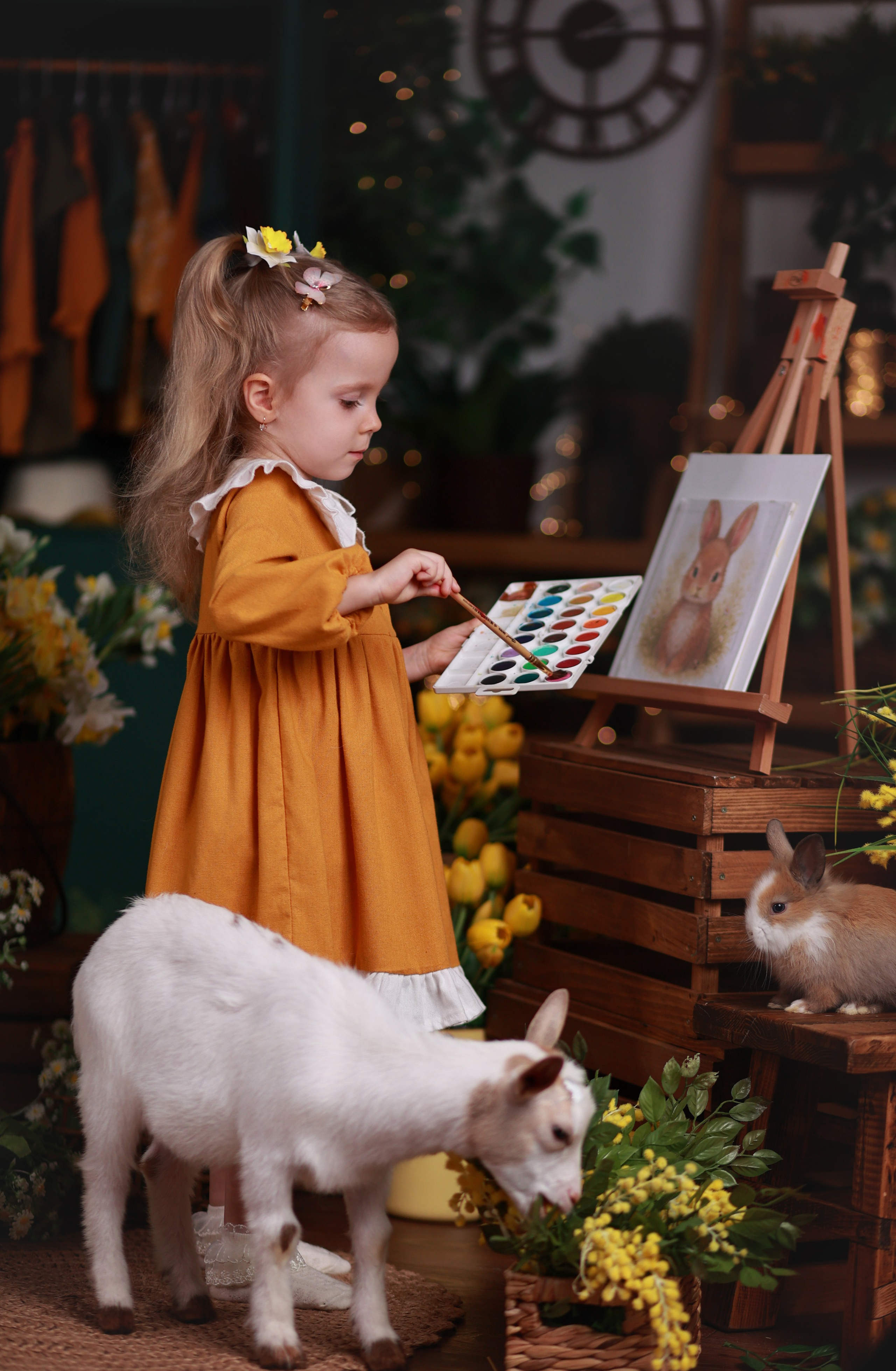 Фотопроект с козочкой и кроликами 2026 г. Детский семейный фотограф Краснодар