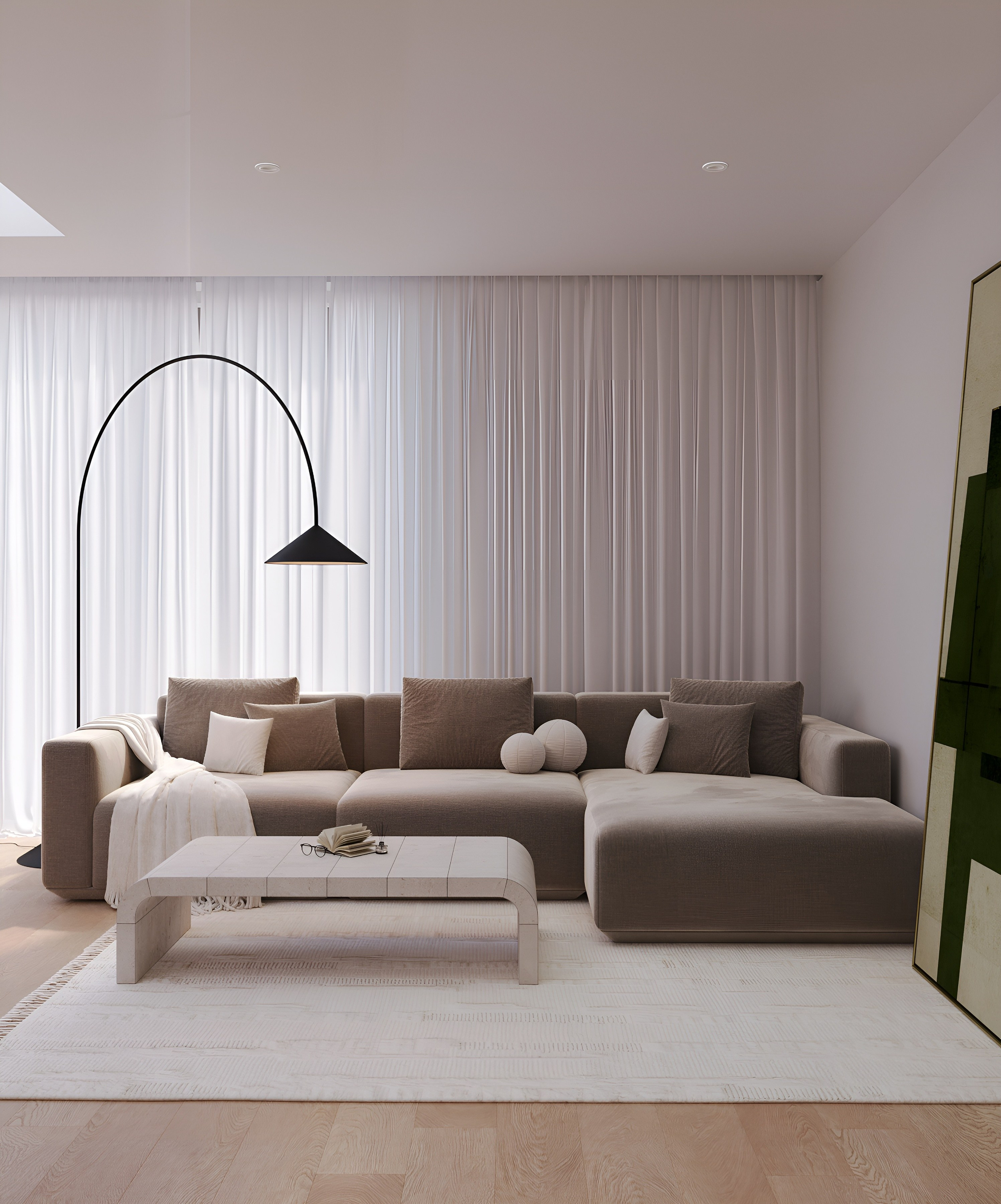 Кухня-гостиная с зенитными окнами. 3D Визуализация интерьеров жилых и коммерческих помещений