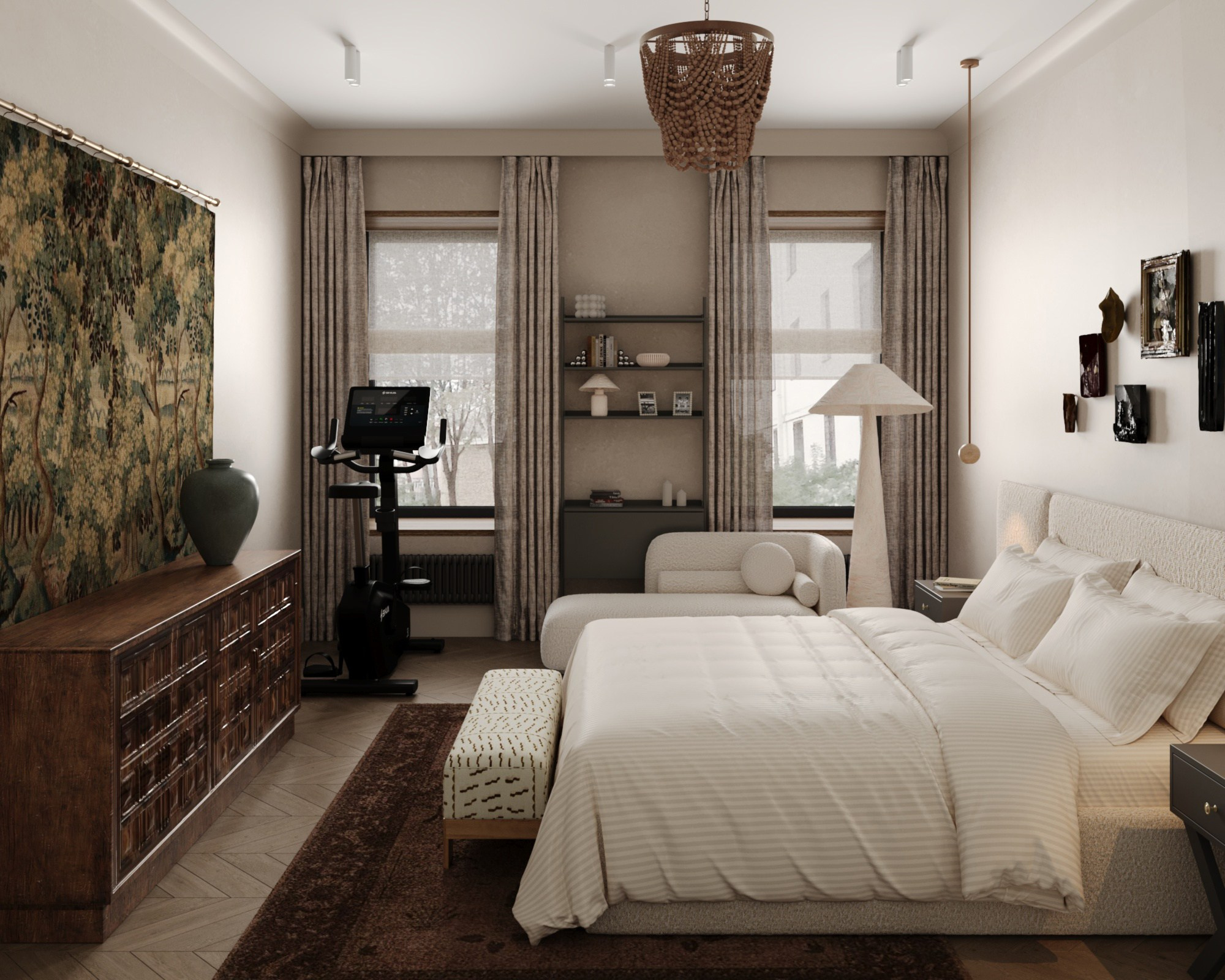 современный интерьер с винтажными элементами в квартире СПб