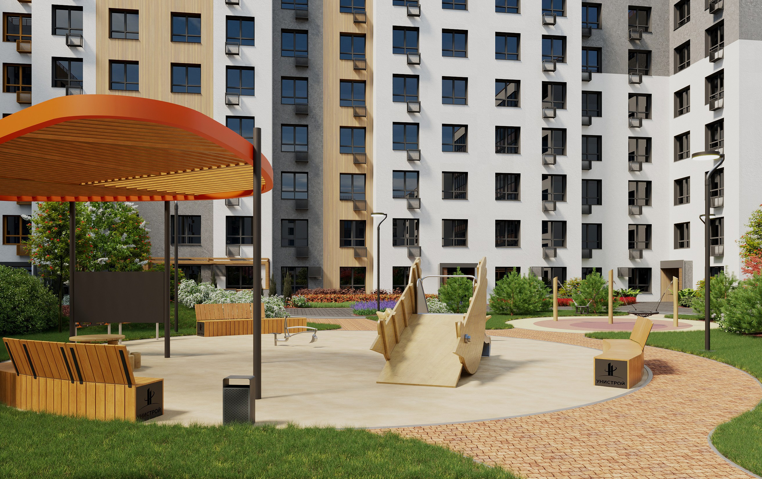 Визуализация двора ЖК Царево City Казань. Архитектор-дизайнер в Казани