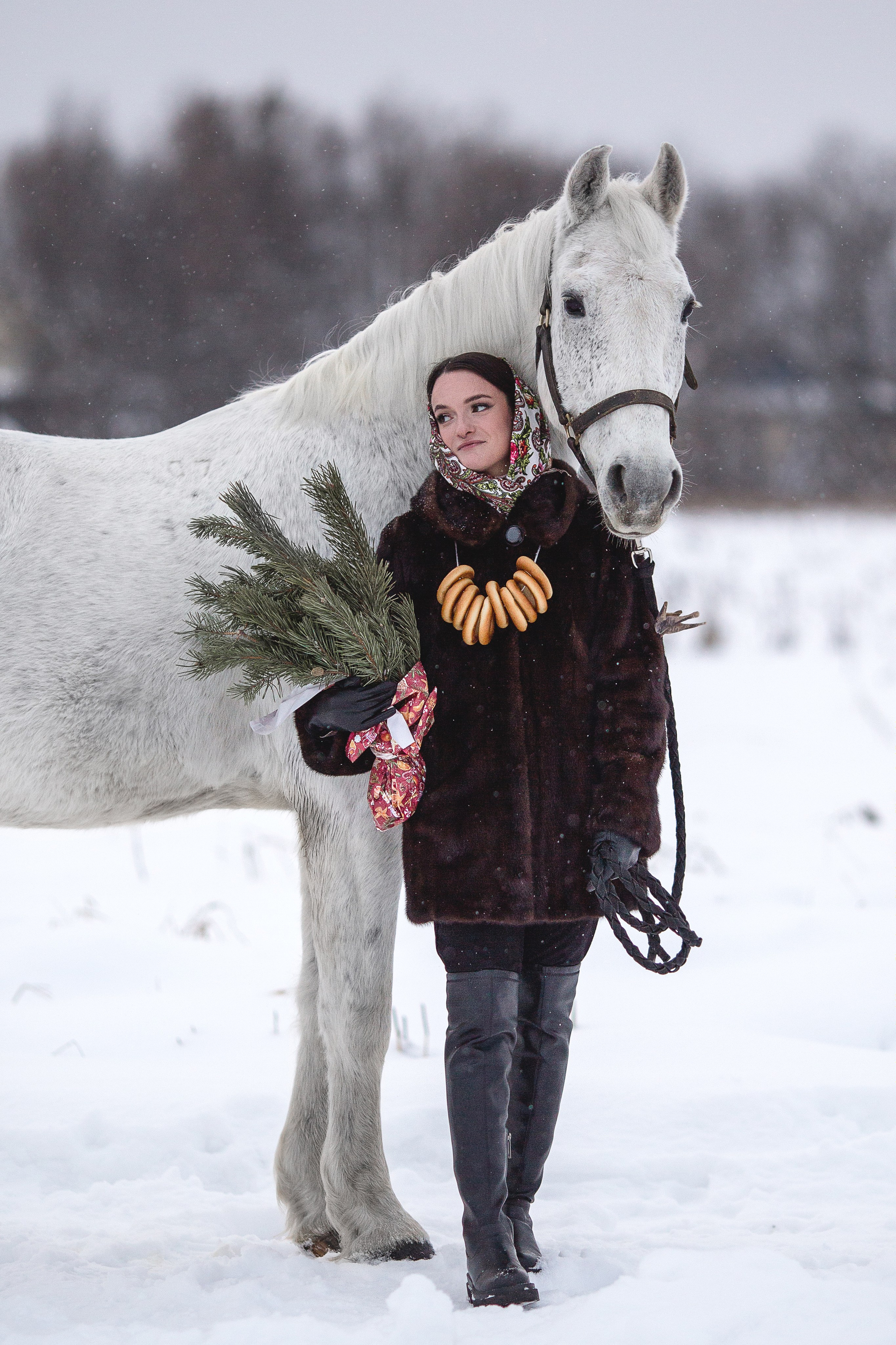 Фотосессия в дубленке зимой