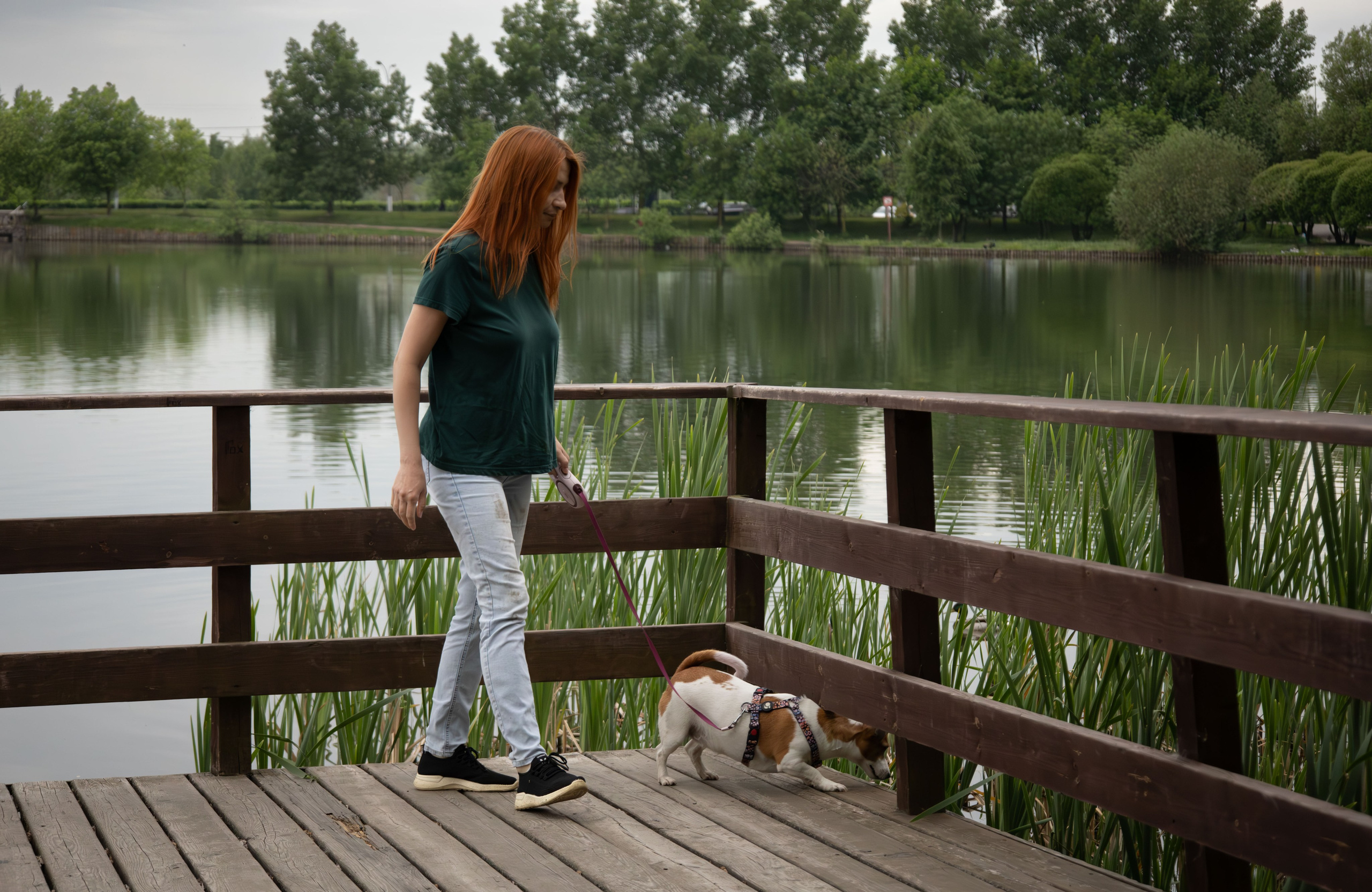 Моя маленькая спутница: Банни и Настя в Южнобутовском парке. Фотограф-анималист в Москве Екатерина Тихонова