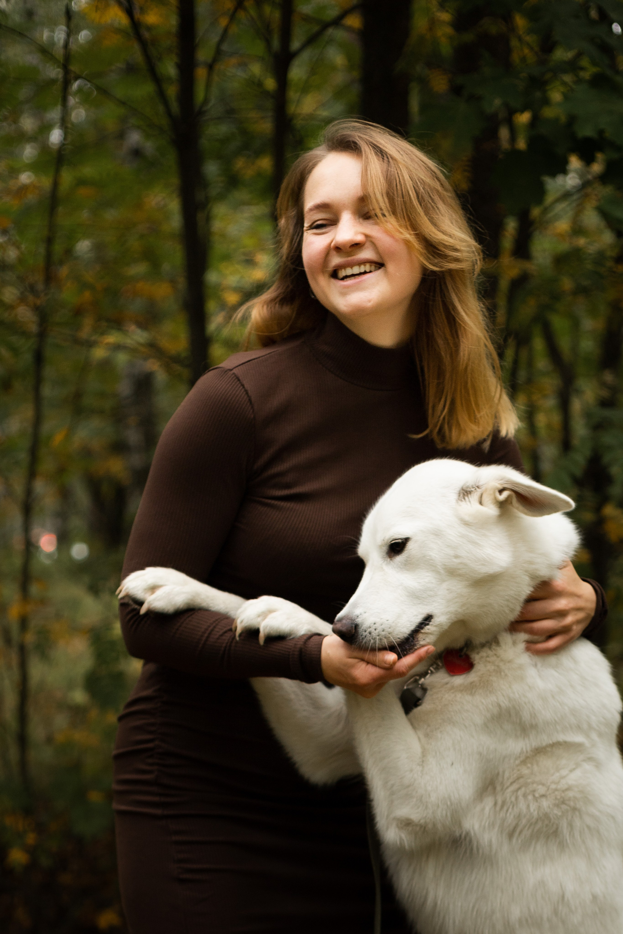 Таня и Зефирка. Фотосессия в парке с собакой. Семейный и детский фотограф в Санкт-Петербурге Павлова Елена