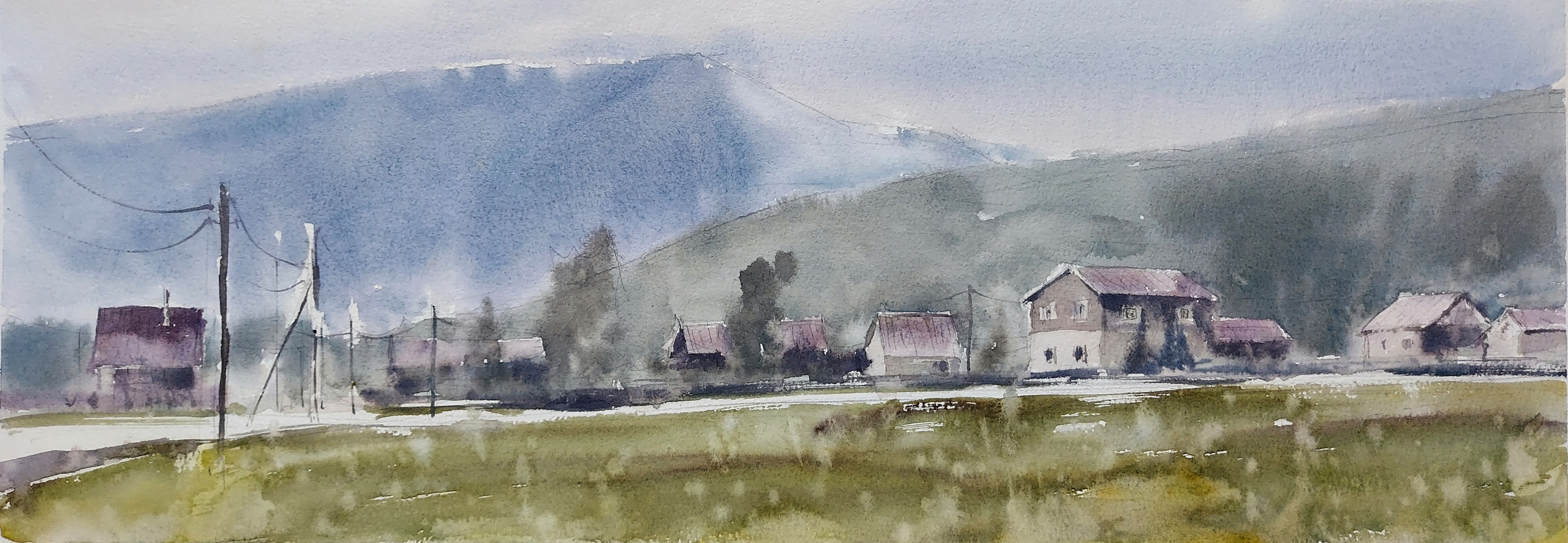 Askat in the early morning| Altai Mountains, Russia | August 2025 | 53 x 18 cm (Half-A2)