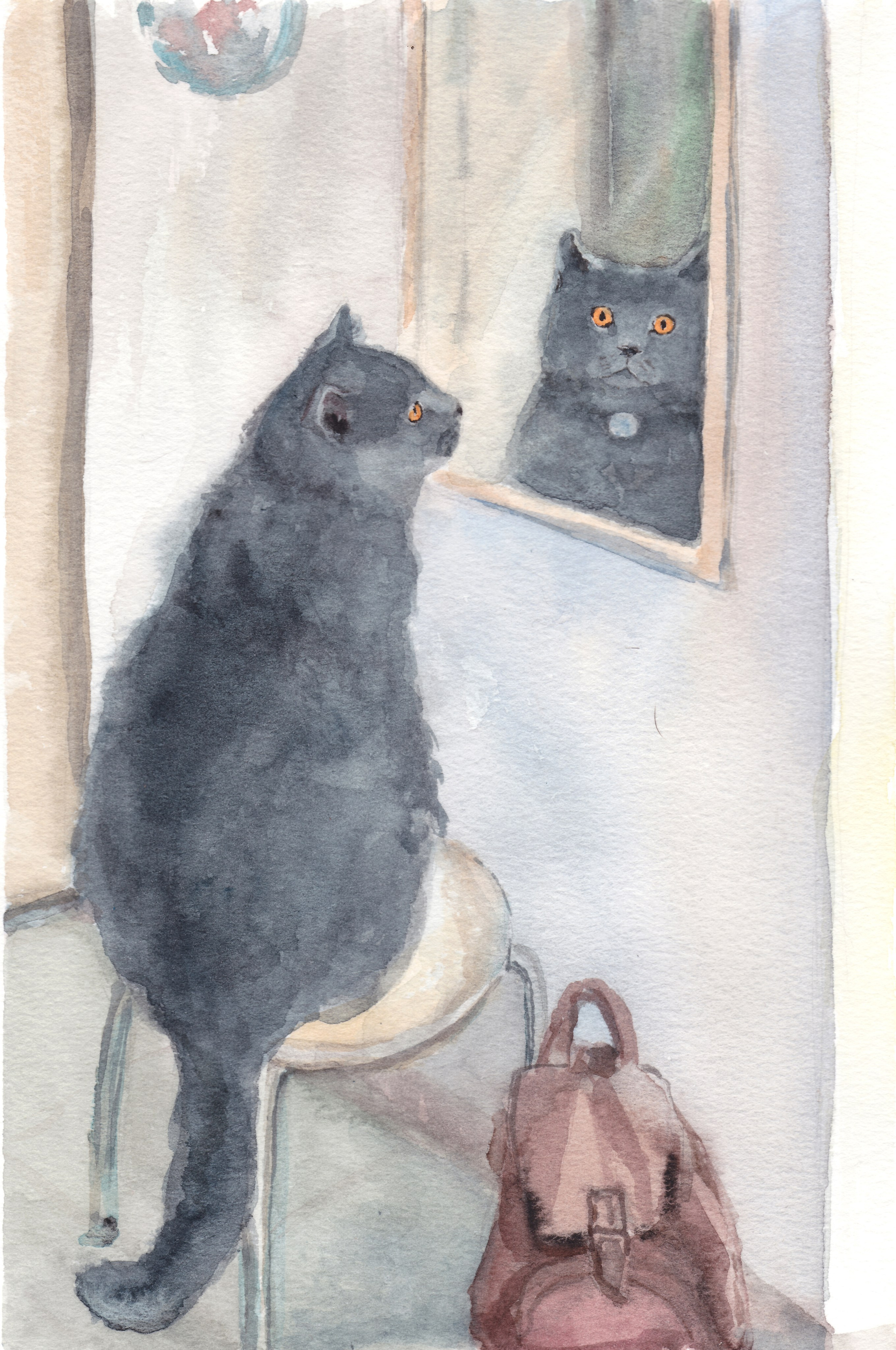 "Балу у зеркала", акварель, 2020