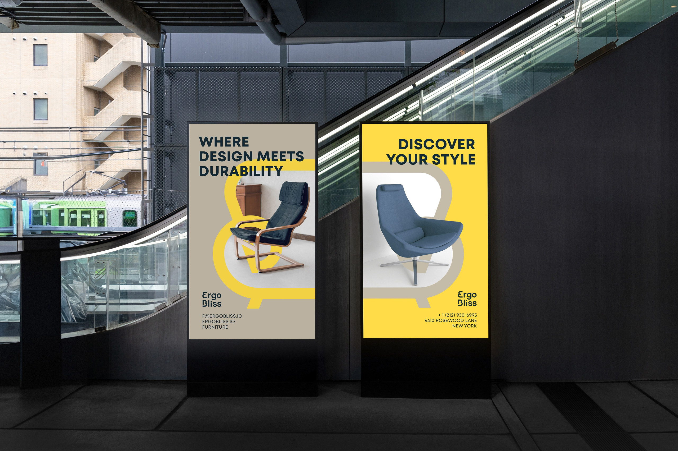 Ergo Bliss | Разработка логотипа и фирменного стиля для производителя мебели. Графический дизайнер Роман Грек