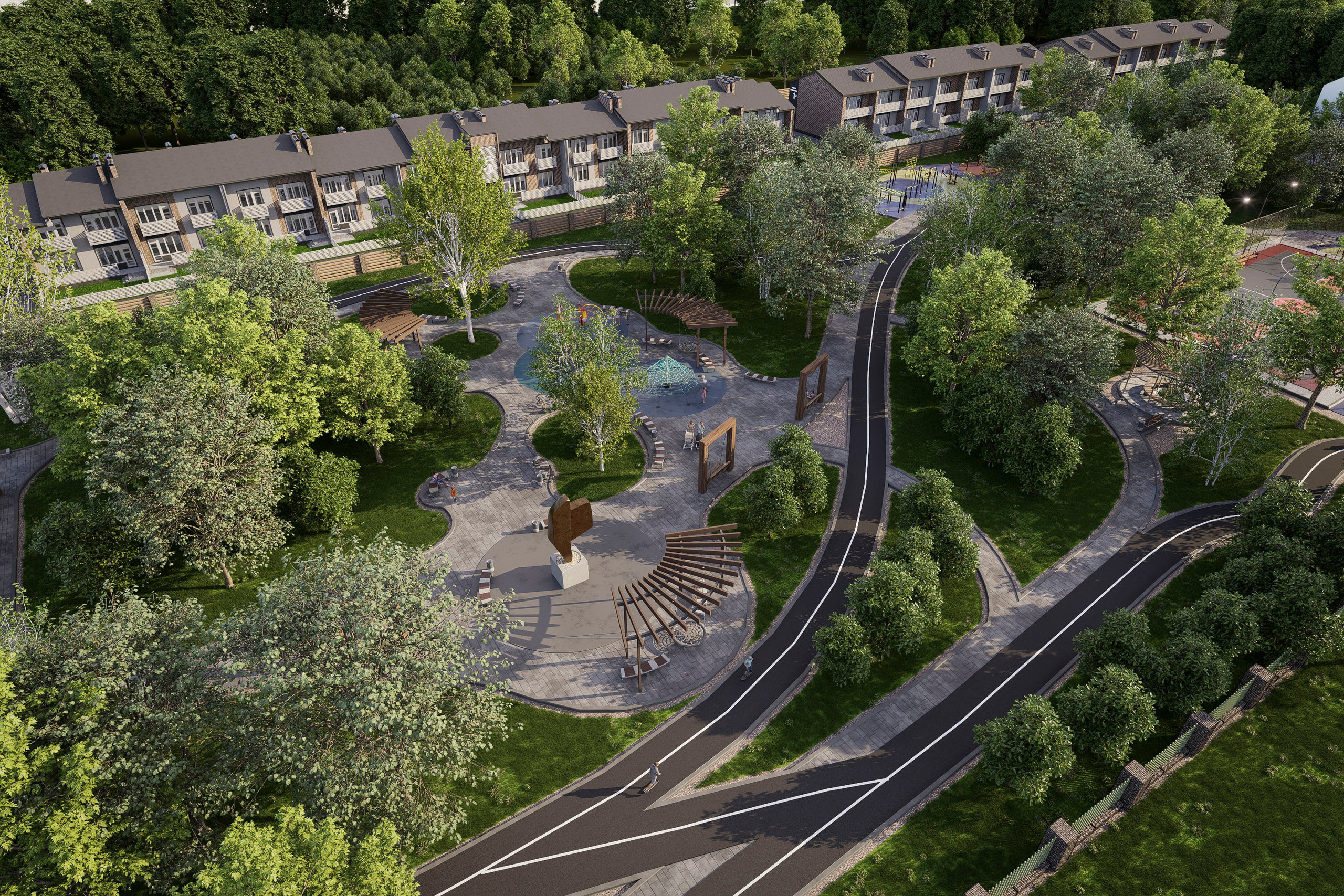 Ландшафтный дизайн сквера в Хабаровске