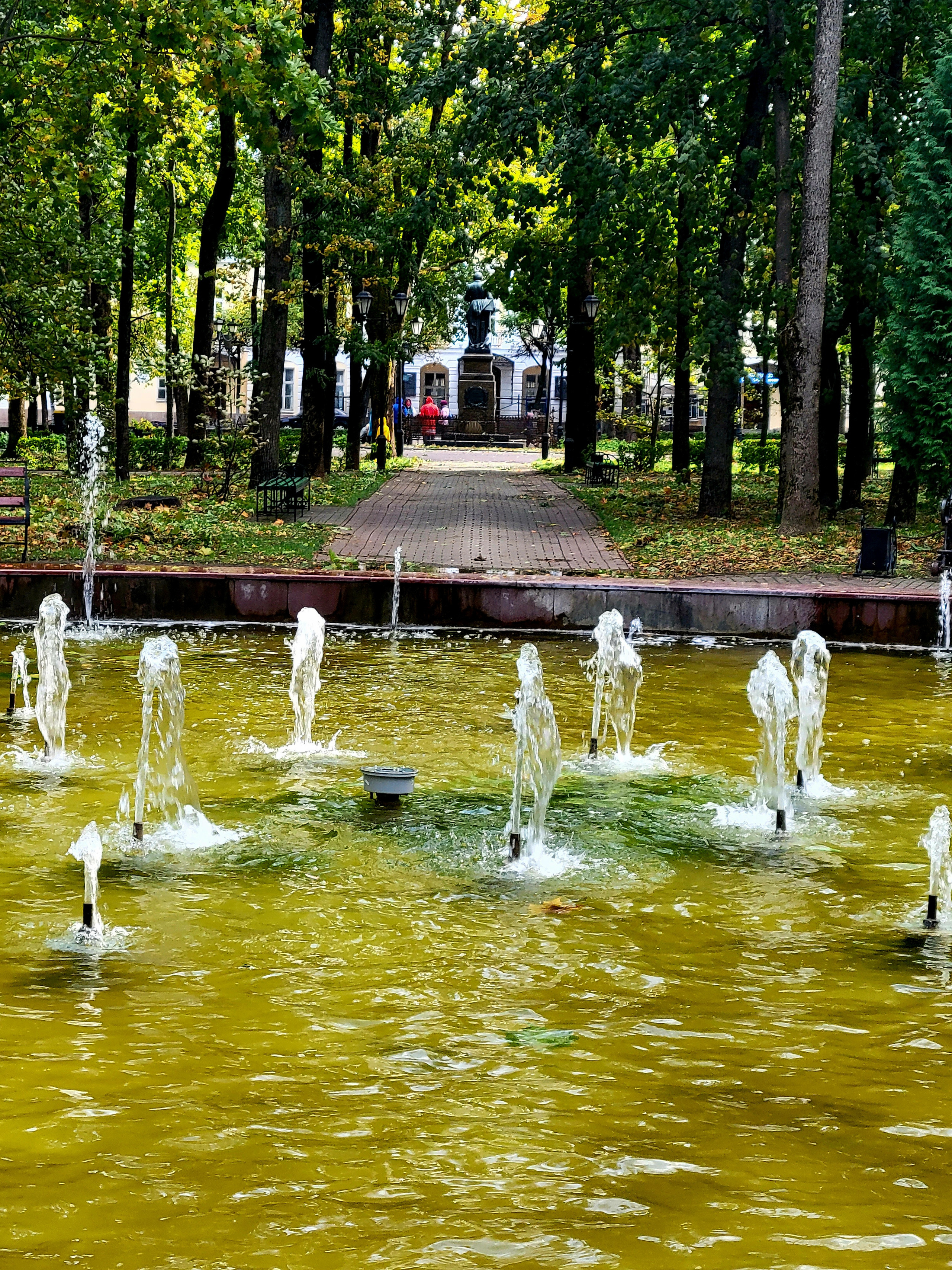 Несмотря на холод и ветер, музыкальный фонтан работает