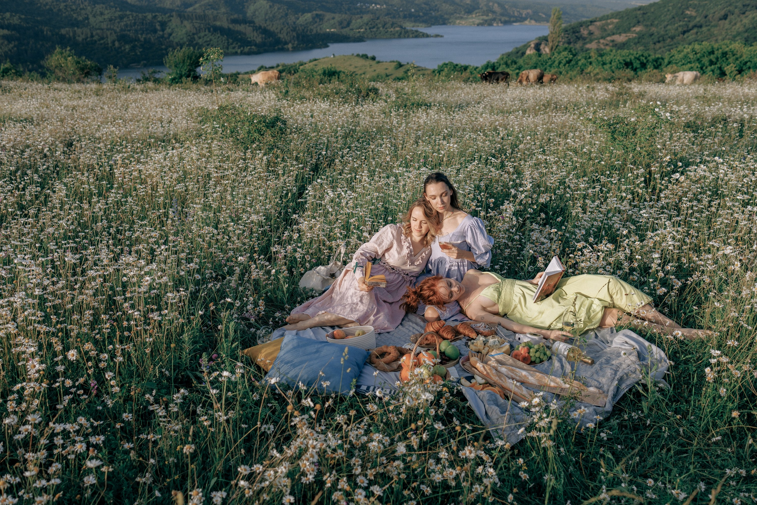 Picnic in the chamomile field in Georgia. Fedor Lemeshko — Destination Wedding and Family Lifestyle photographer