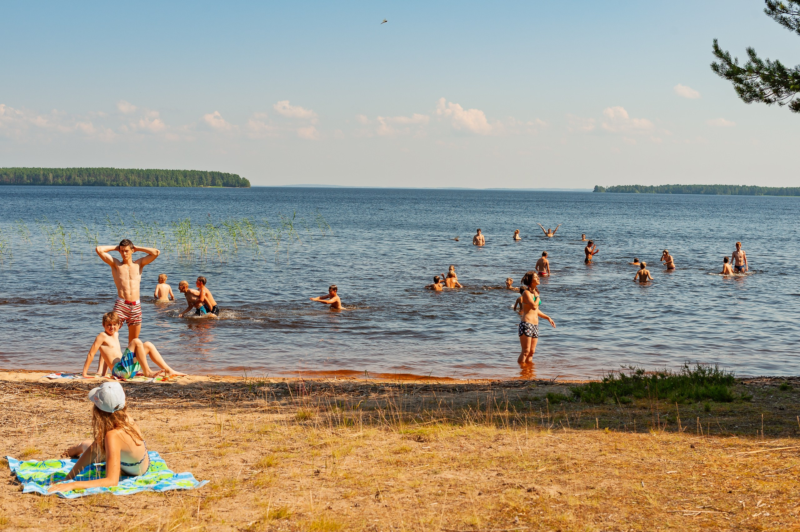 Летние тренировочные боры Школы Боевых Искусств «МОН» 2012 г. Карелия, купаемся в Сямозере